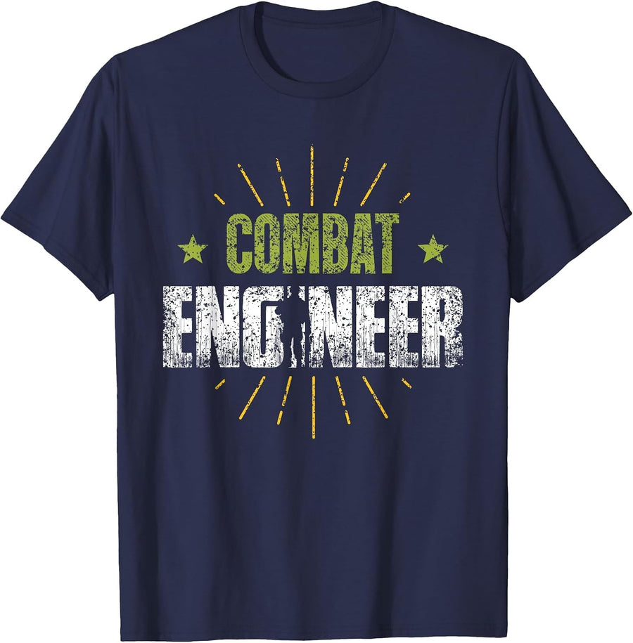 Combat Engineer Veteran's Day Veterans Combat Veteran T-Shirt - Navy Blue