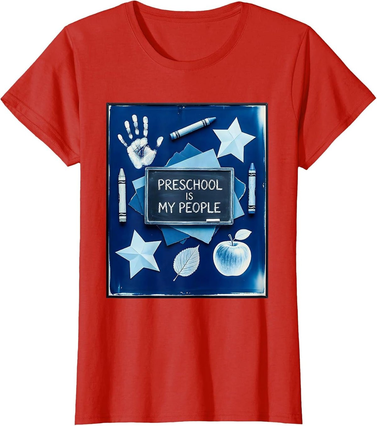 Preschool Is My People Teacher Design T-Shirt - Red