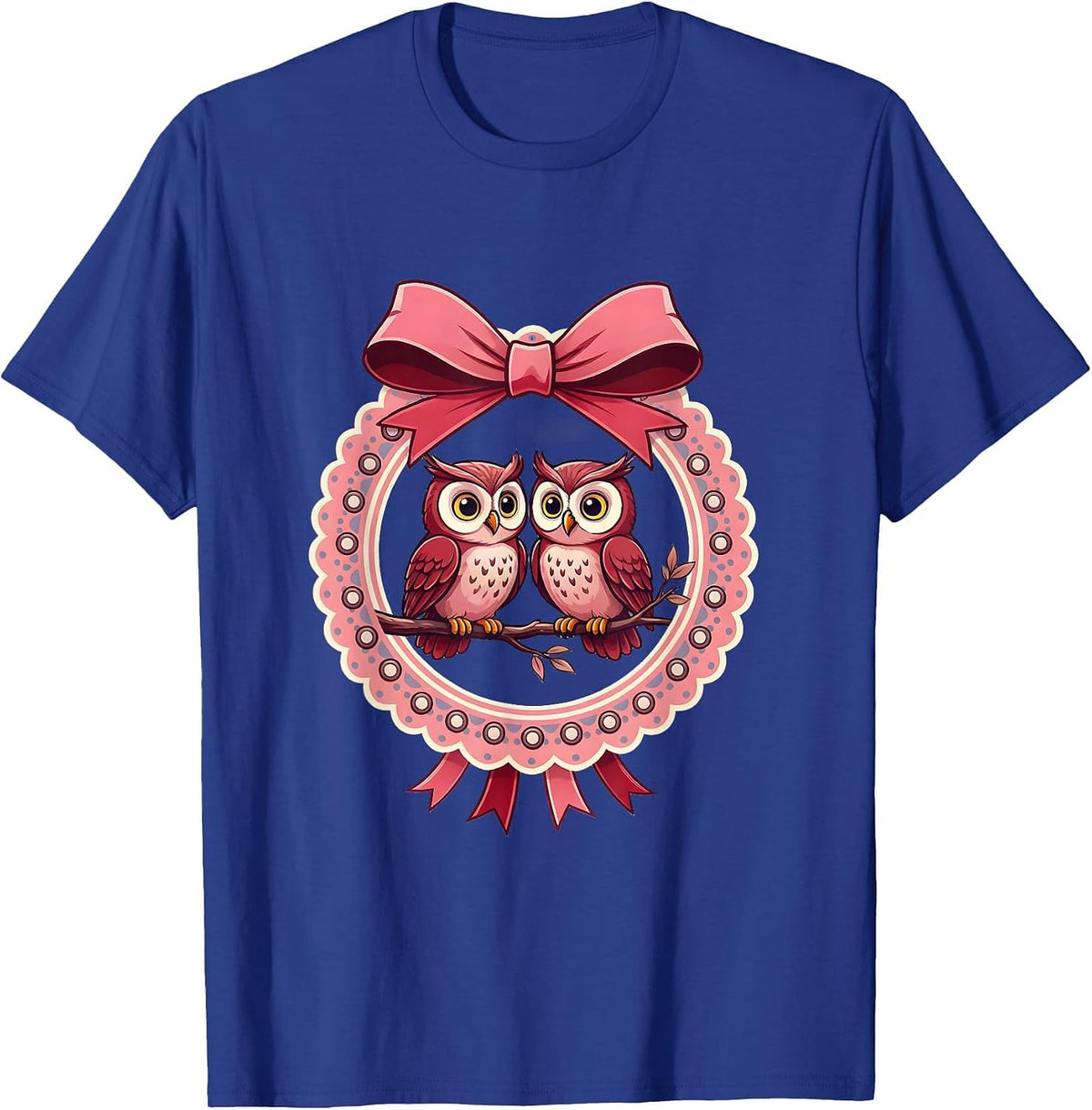 Men's I Love My Girlfriend Owl Couple Perched on Branch T-Shirt - Royal Blue