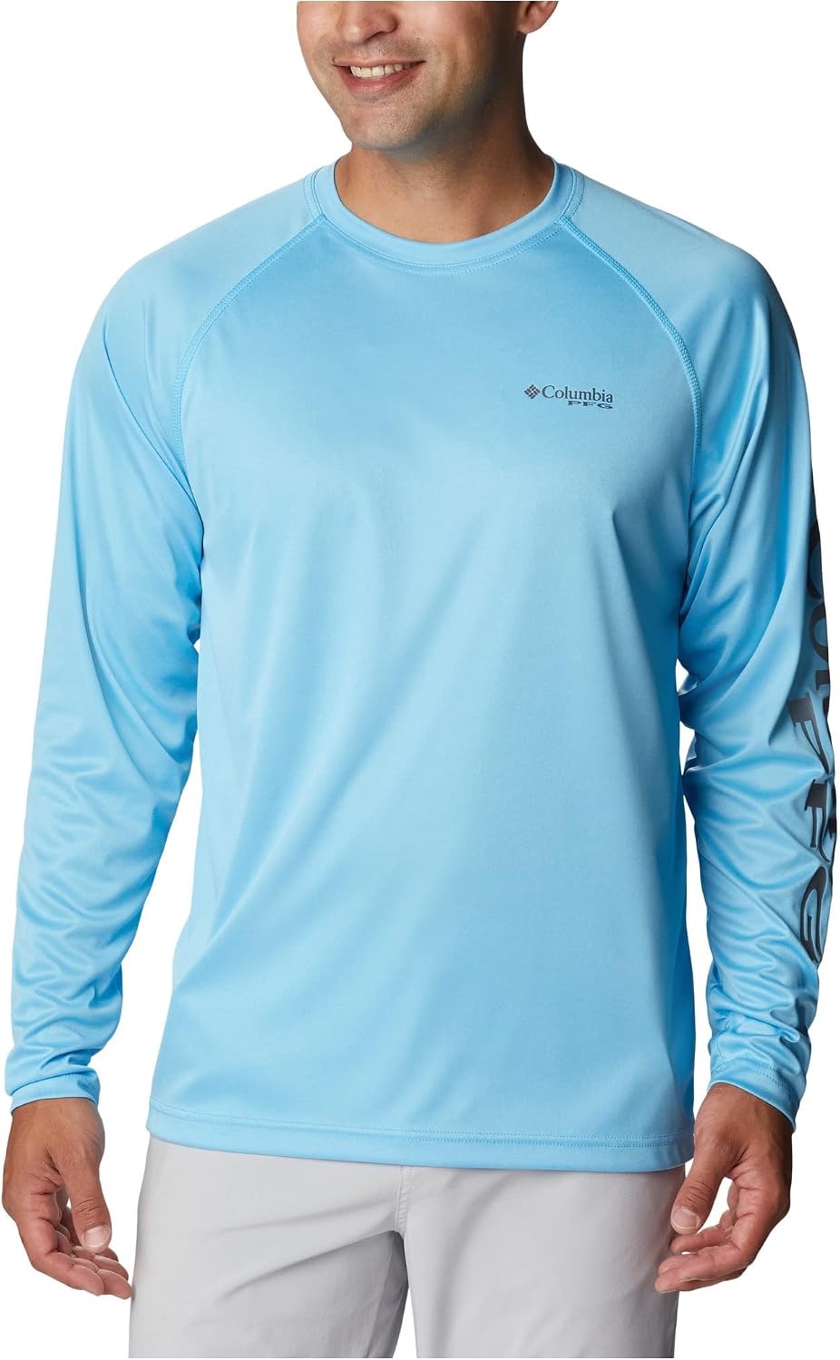 Columbia Men's PFG Terminal Tackle Heather Long Sleeve Shirt - Riptide Heather\/City Grey Logo