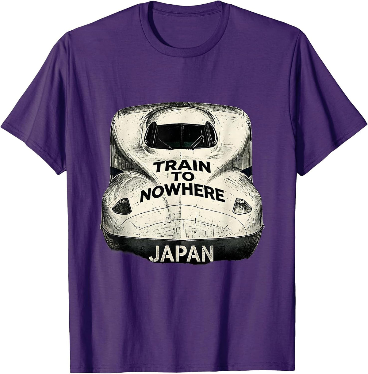Train to Nowhere Japan Vintage Travel Design T-Shirt - Purple