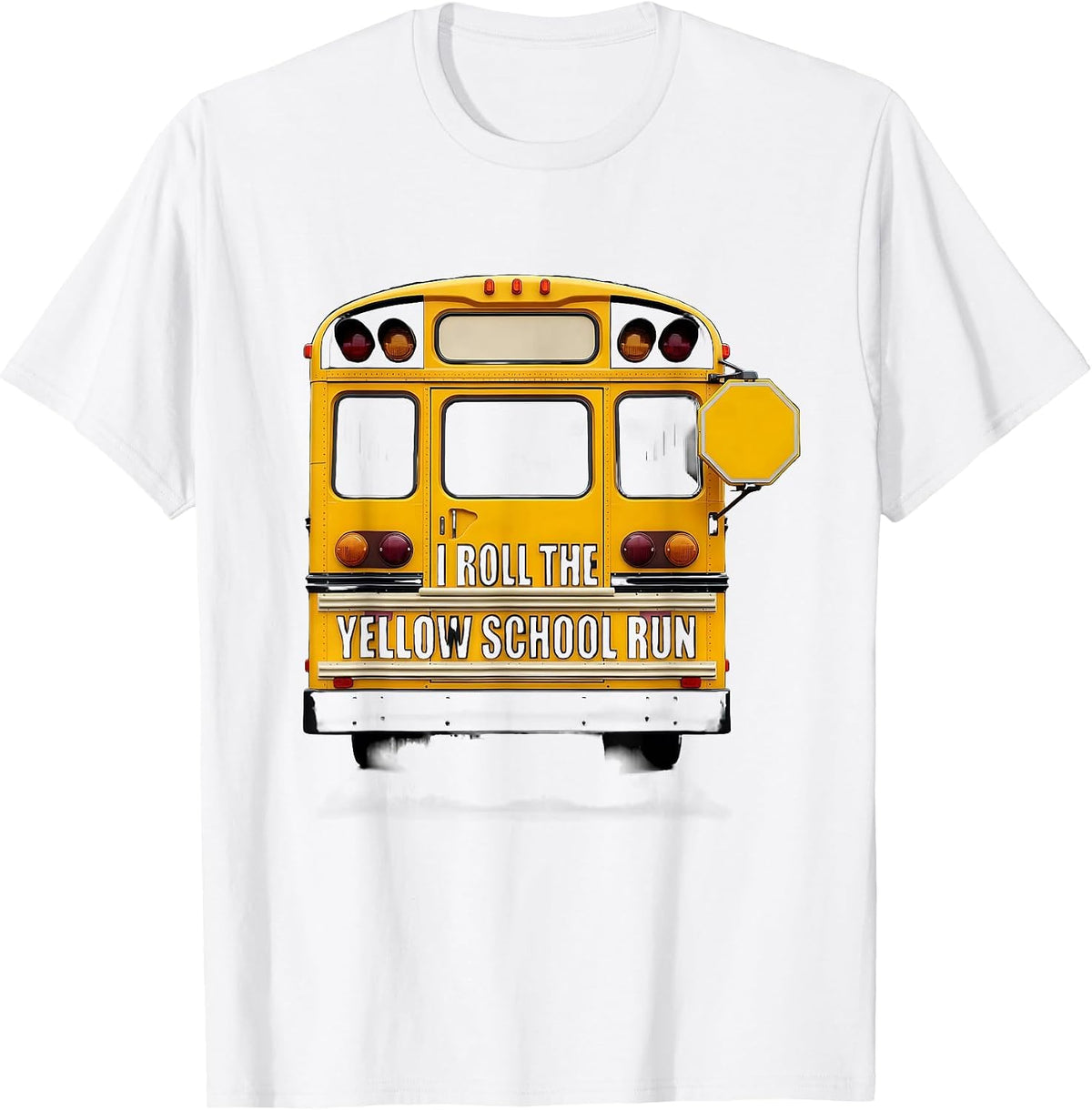 Men's I Roll The Yellow School Run Funny School Bus Driver T-Shirt - White