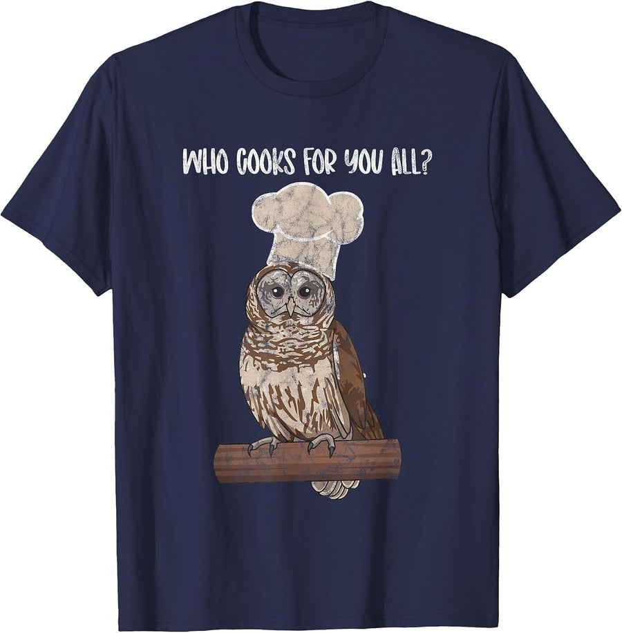 Who Cooks for You All owl Lovers T-Shirt - Navy Blue