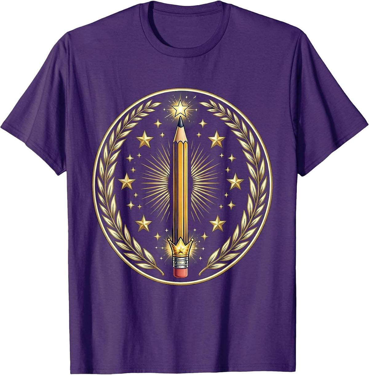 Men's Magic Wand Pencil First Grade Teacher Gift T-Shirt - Purple