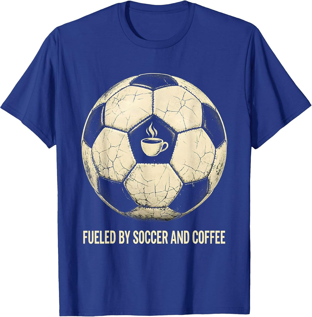 Men's Fueled by Soccer and Coffee Soccer Dad Design T-Shirt - Royal Blue