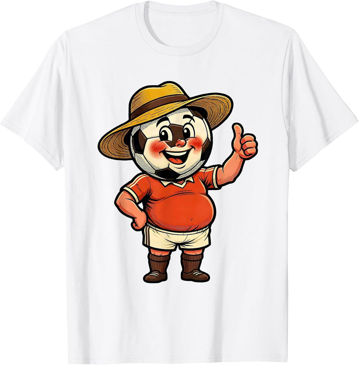 Men's Soccer Dad Sunburned Wide Brim Hat Illustration T-Shirt - White