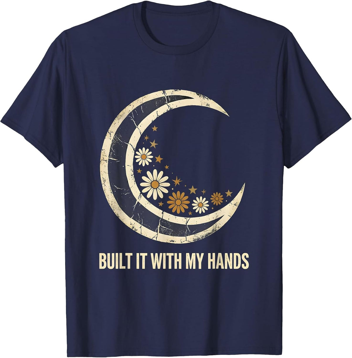 Built It With My Hands Mechanic Pride Design T-Shirt - Navy Blue