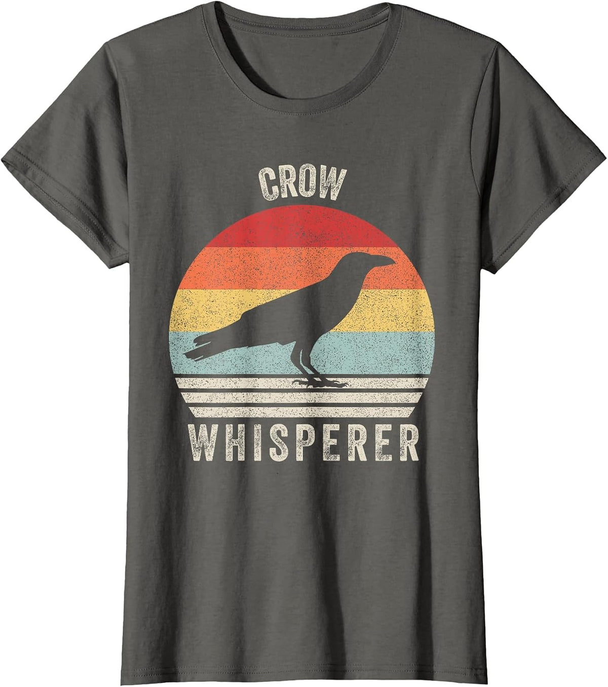 Retro Crow Whisperer Shirt Funny Birds Lover Crow Vintage T-Shirt - Asphalt Grey