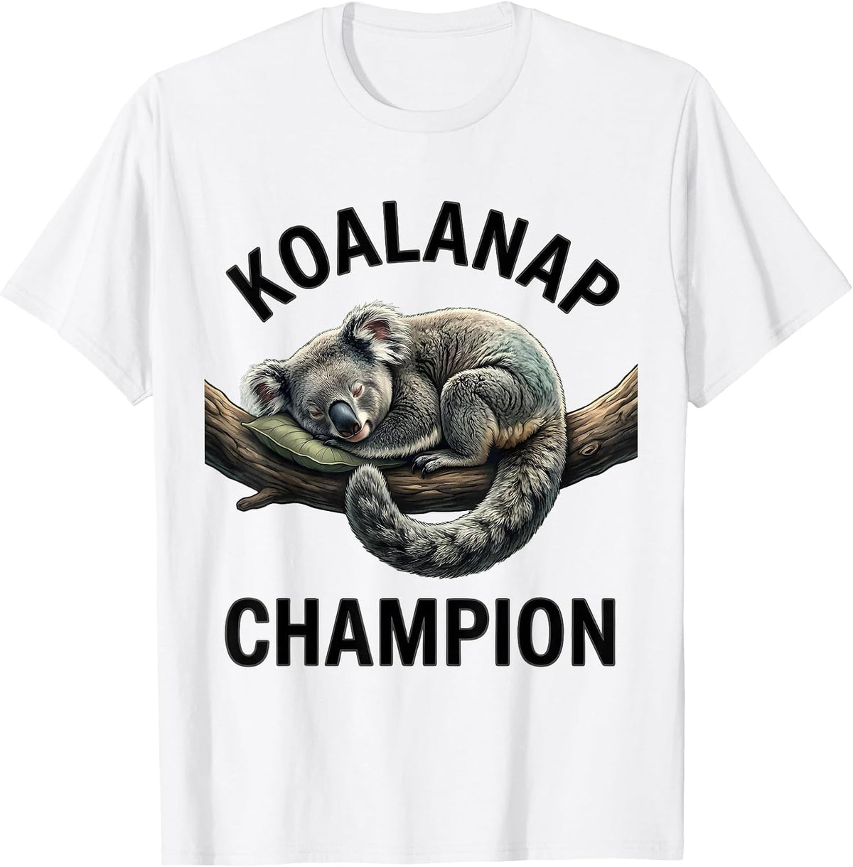 Men's Koalanap Champion Cute Sleeping Koala Animal Lover T-Shirt - White