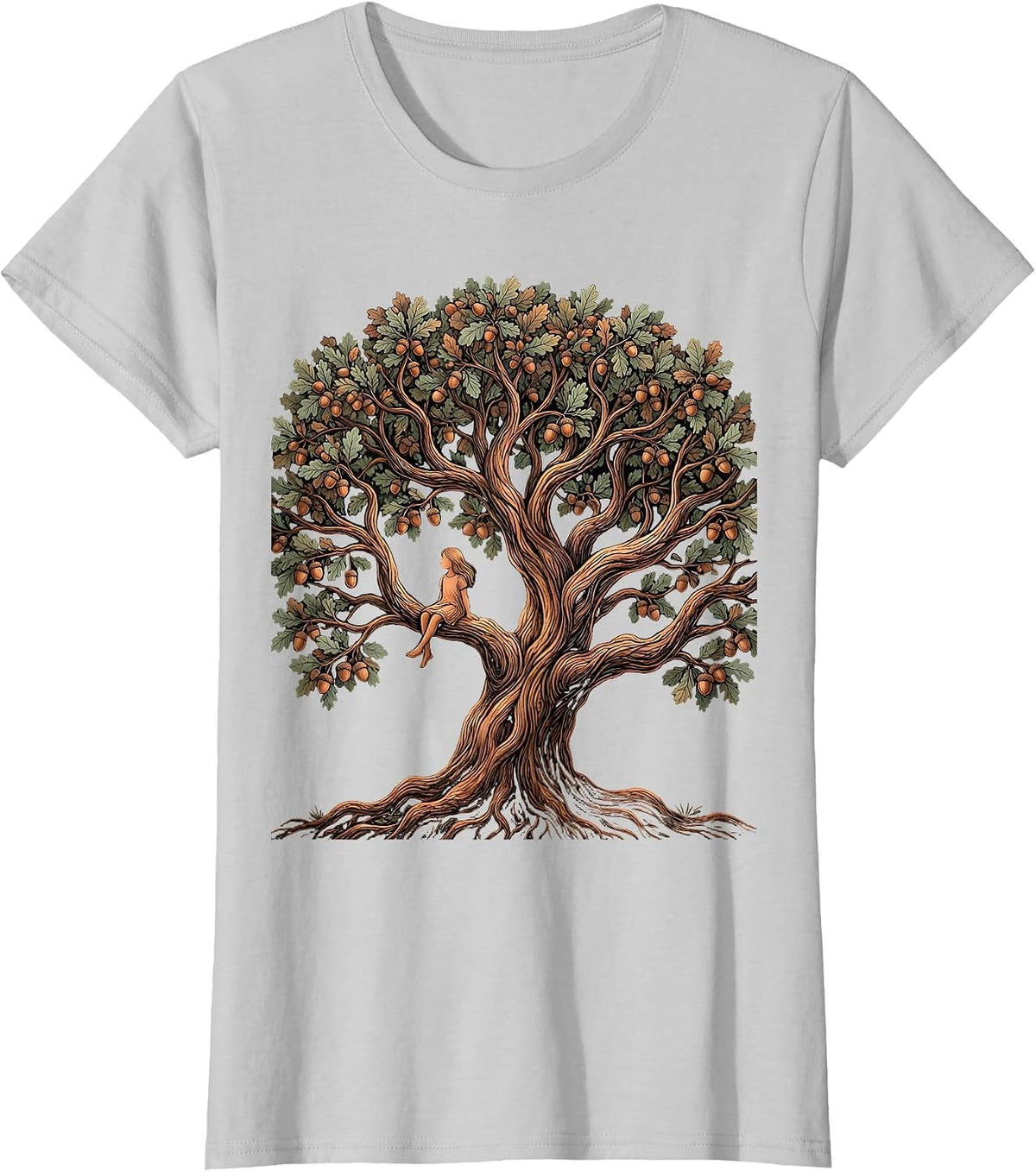 Favorite Daughter Oak Tree Climbing Girl Design T-Shirt - Silver Grey