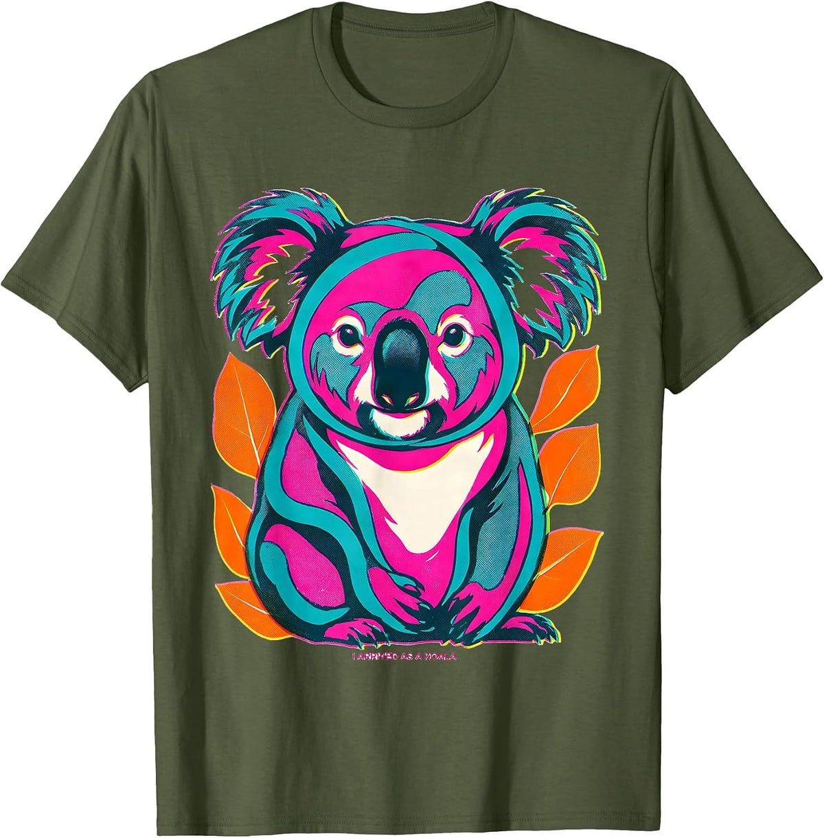 Men's I Arrived As A Koala Risograph Funny Koala Costume Novelty T-Shirt - Olive Green