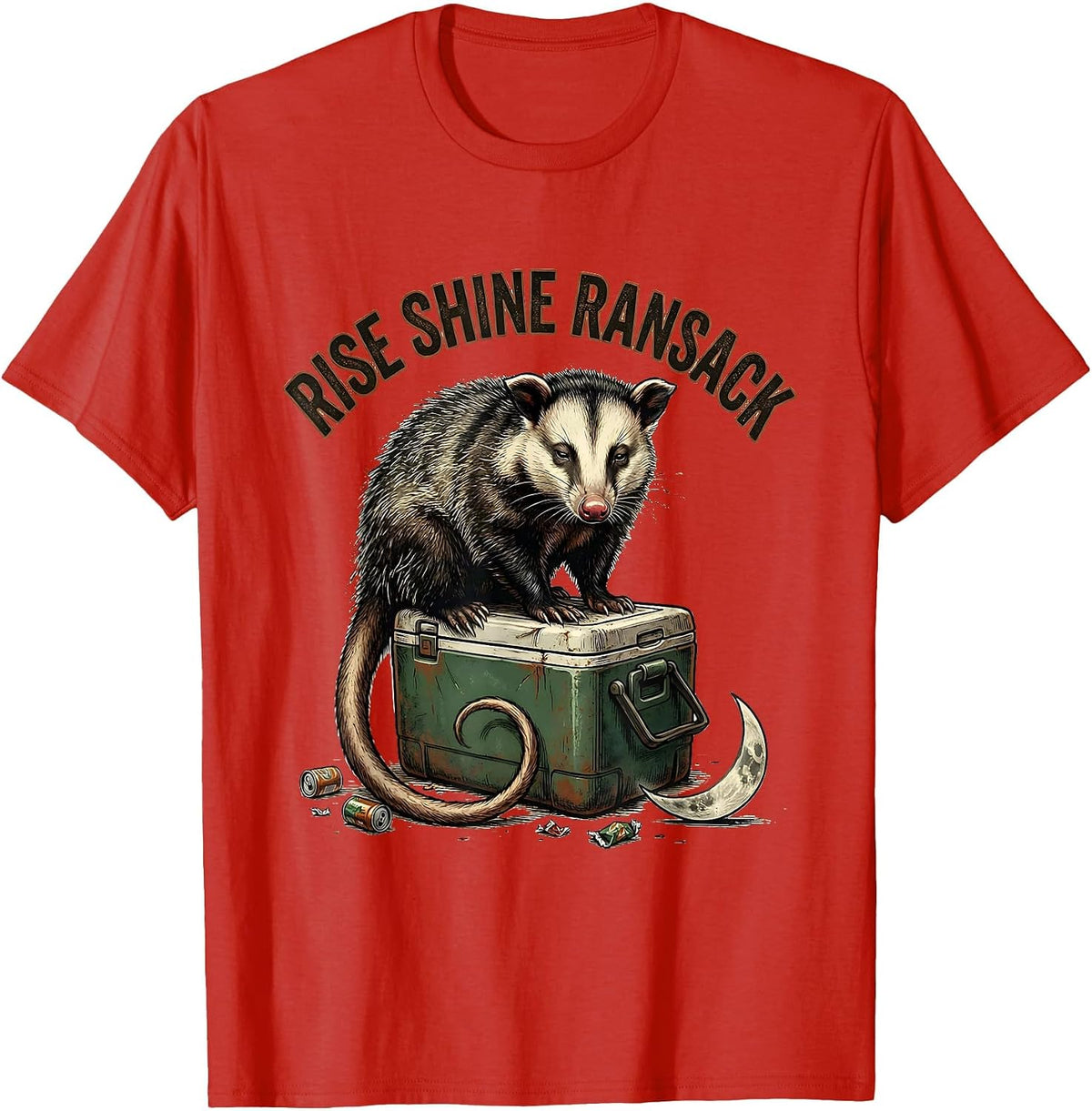 Men's Rise Shine Ransack Vintage Opossum Meme Humor T-Shirt - Red