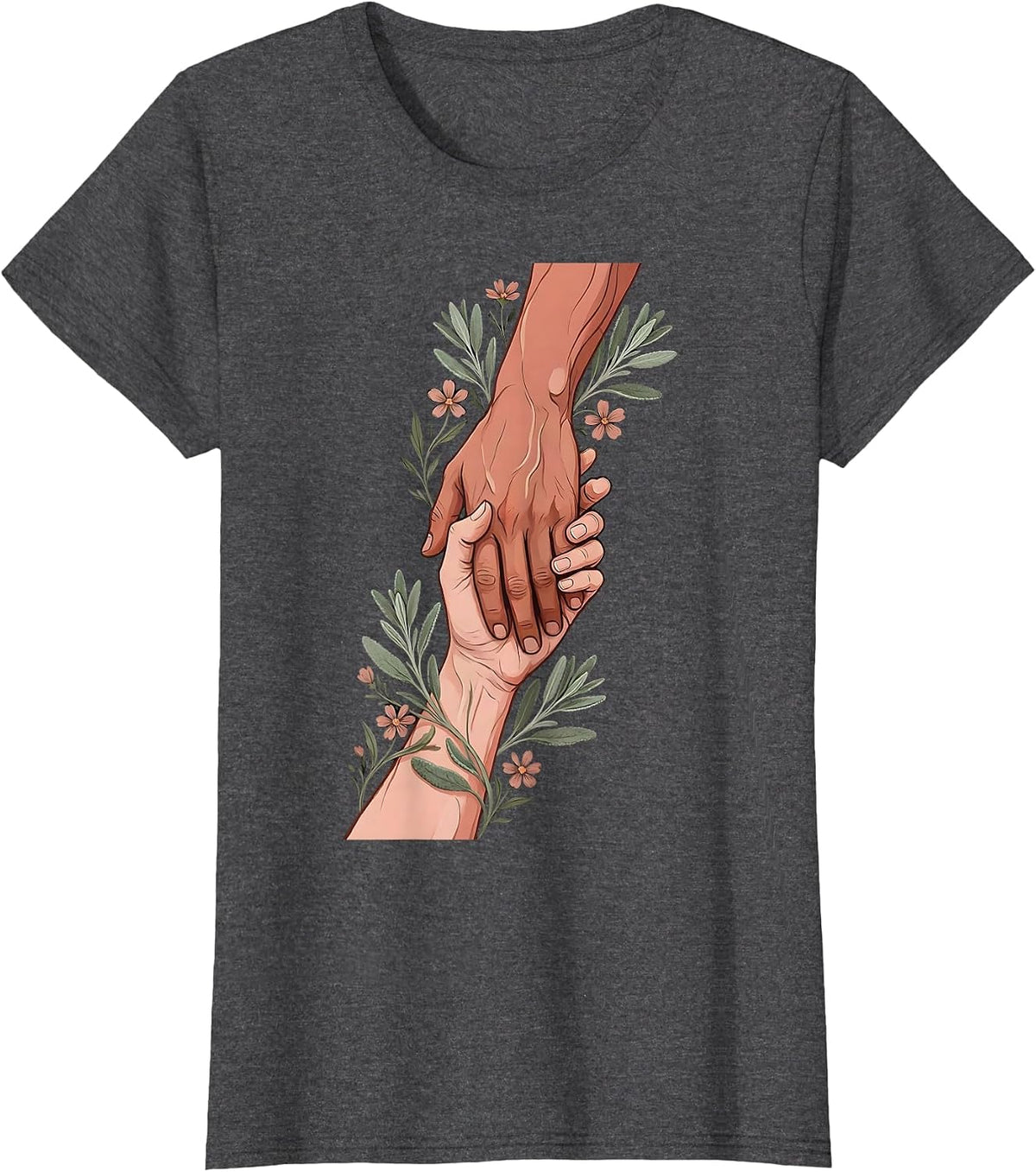 Women's Social Worker Helping Hand Graphic Design T-Shirt - Dark Heather Grey
