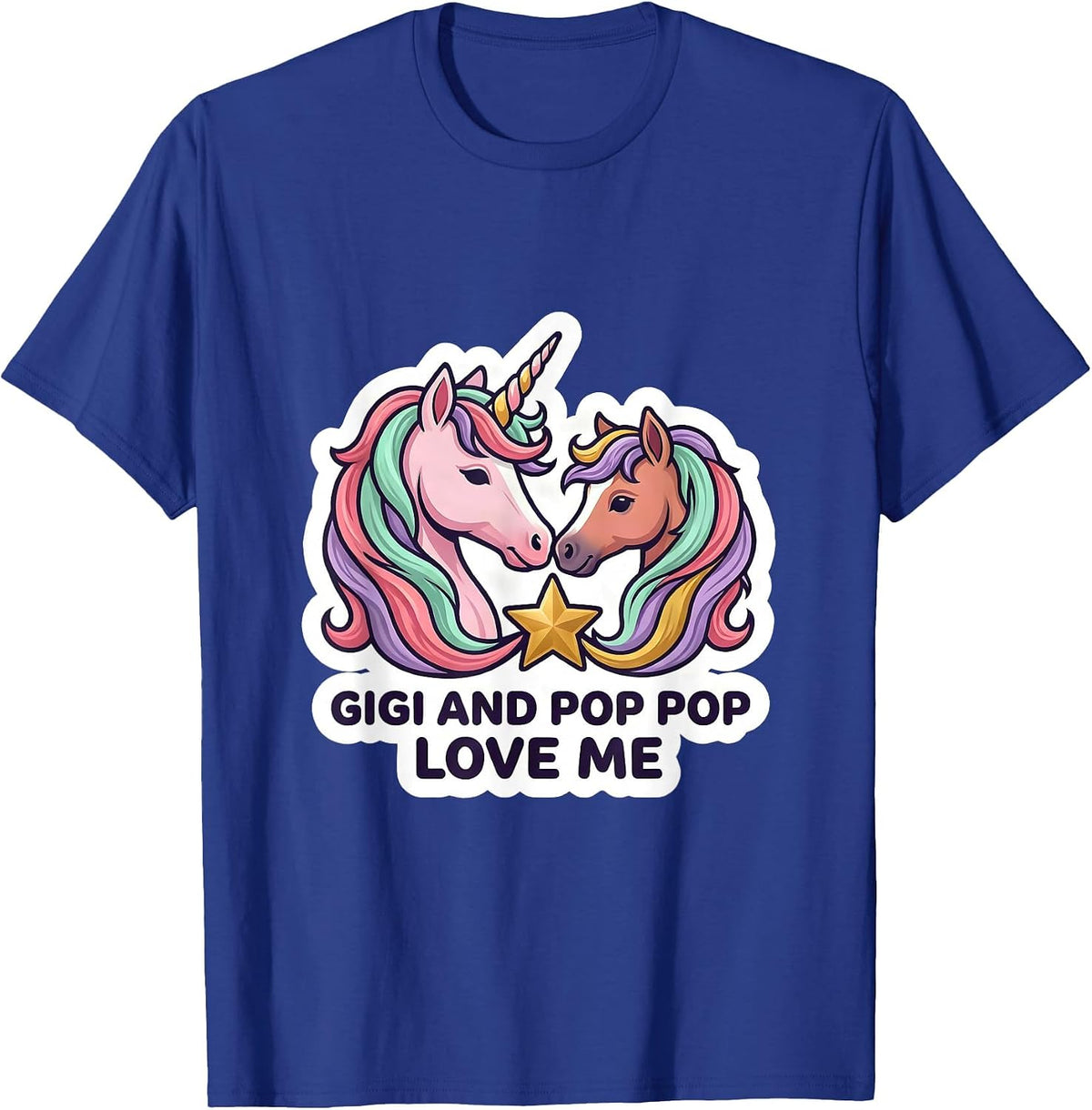 Men's Gigi And Pop Pop Love Me Sentimental Unicorn Grandchild Gift T-Shirt - Royal Blue