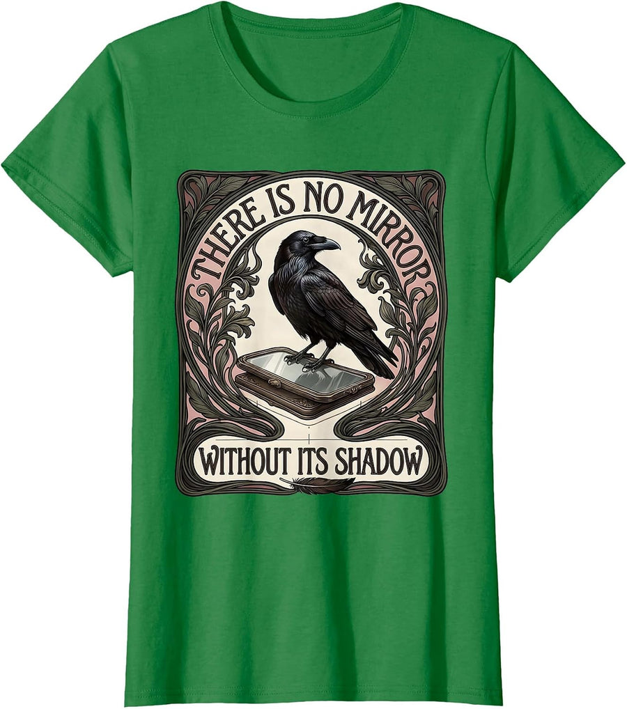 Women's There Is No Mirror Without Its Shadow Art Nouveau Edgar T-Shirt - Kelly Green