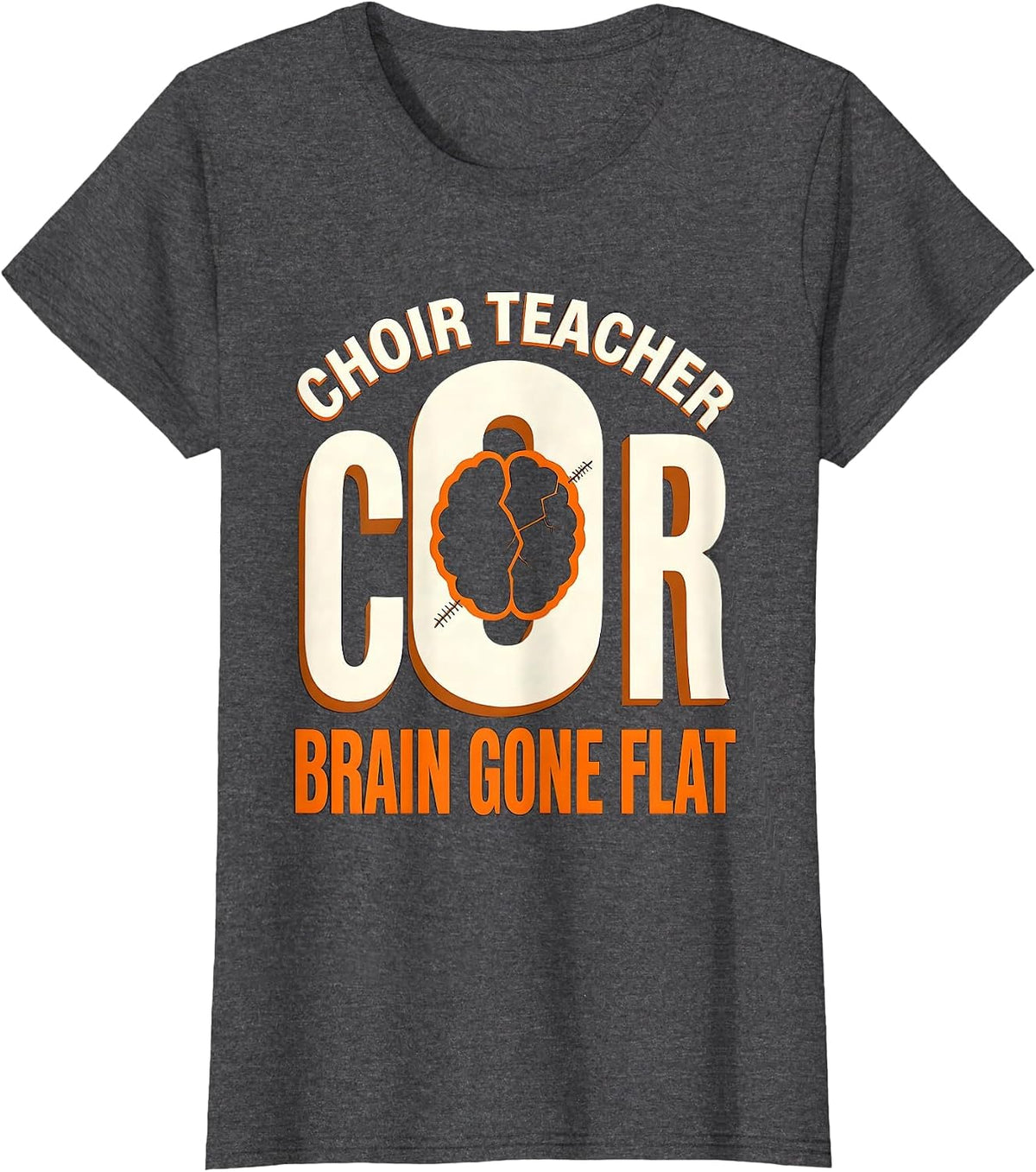 Women's Choir Teacher Brain Gone Flat Funny Zombie Halloween Teacher T-Shirt - Dark Heather Grey