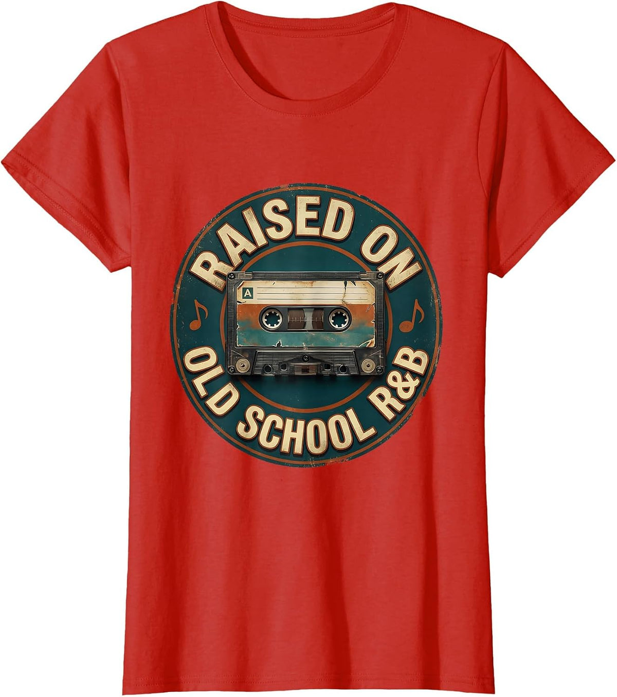 Raised On Old School R&B Vintage Cassette Design T-Shirt - Red