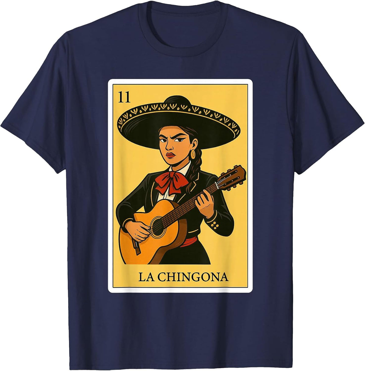 La Chingona Mariachi Funny Spanish-Mexican Bingo Women T-Shirt - Navy Blue
