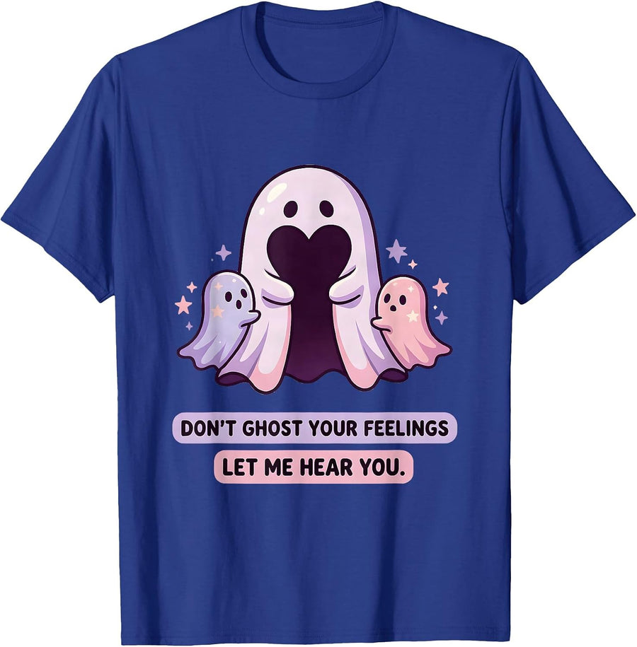 Don't Ghost Your Feelings—Let Me Hear You Kawaii T-Shirt - Royal Blue