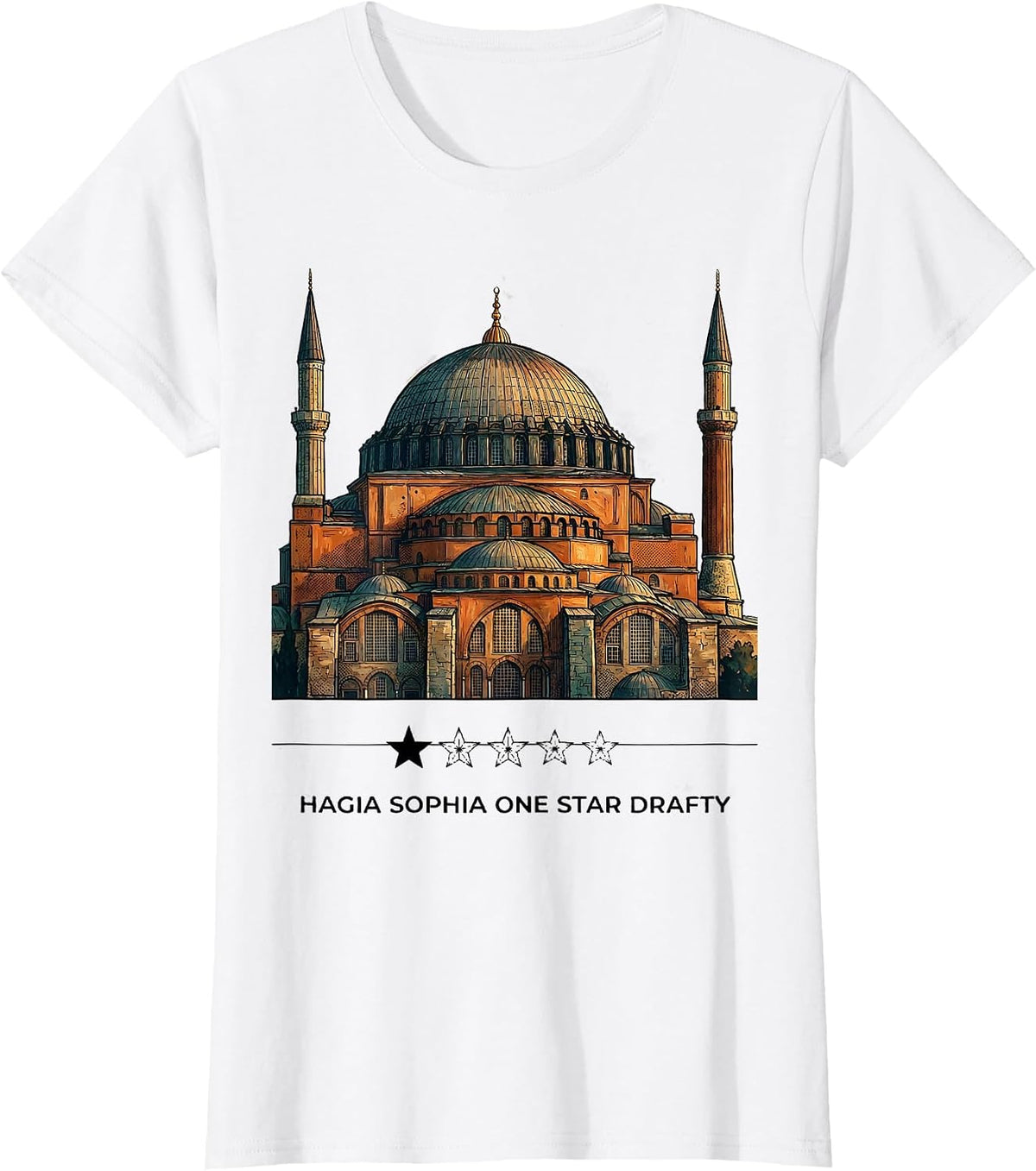Hagia Sophia One Star Drafty Funny History Buff T-Shirt - White