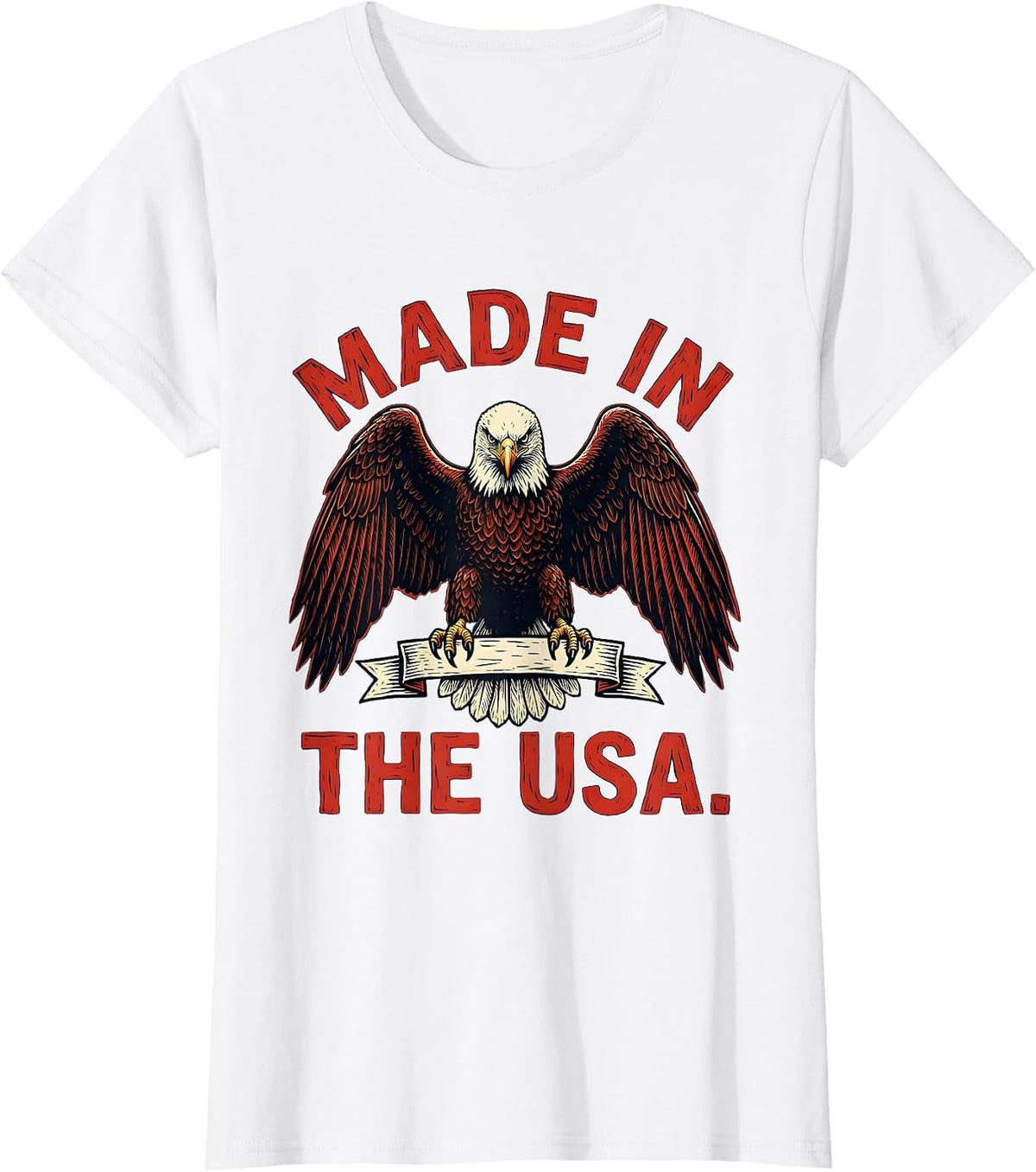 Made in the USA Patriotic American Pride Design T-Shirt - White