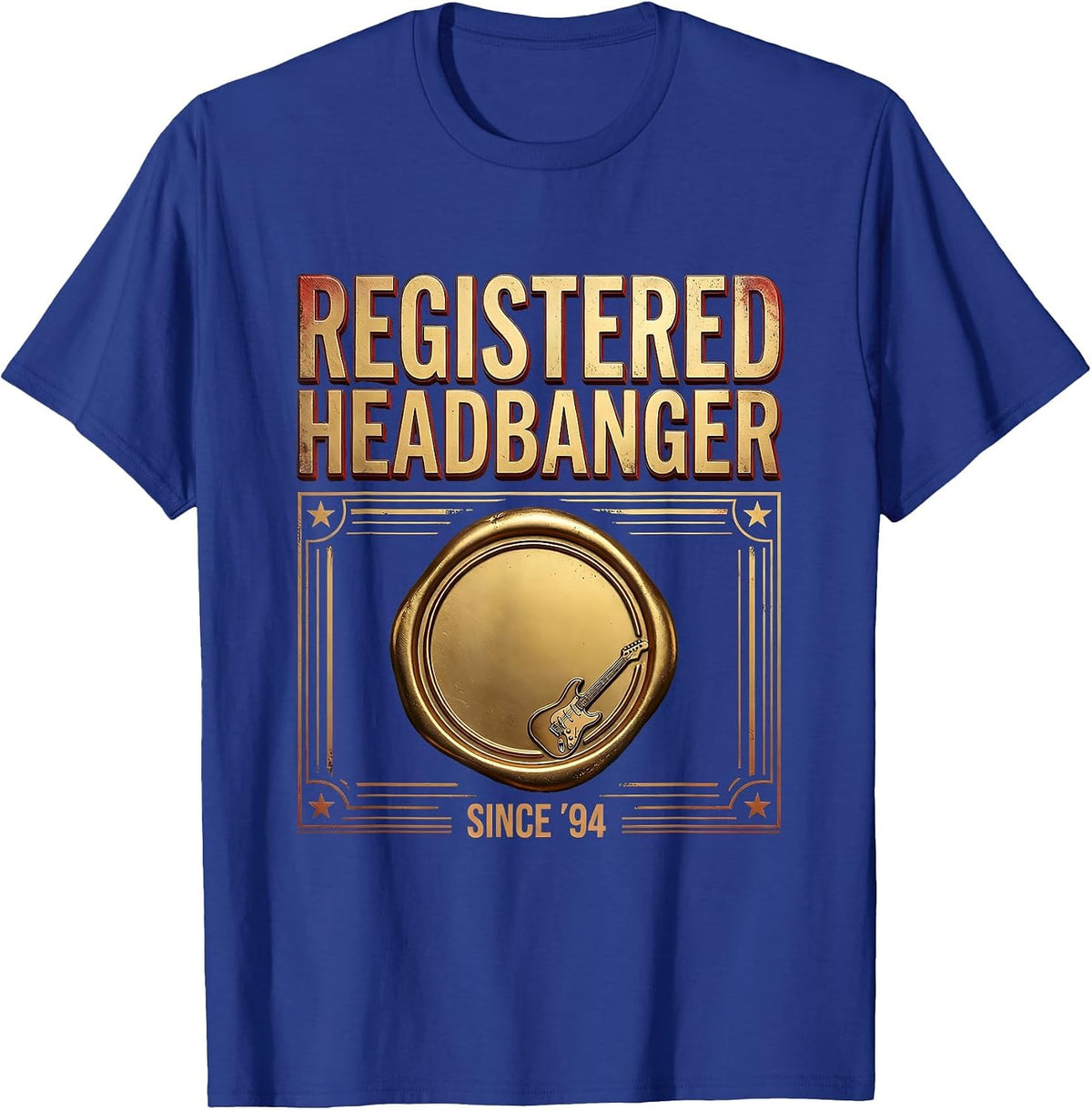 Registered Headbanger Since 94 Funny Metal Fan Humor T-Shirt - Royal Blue