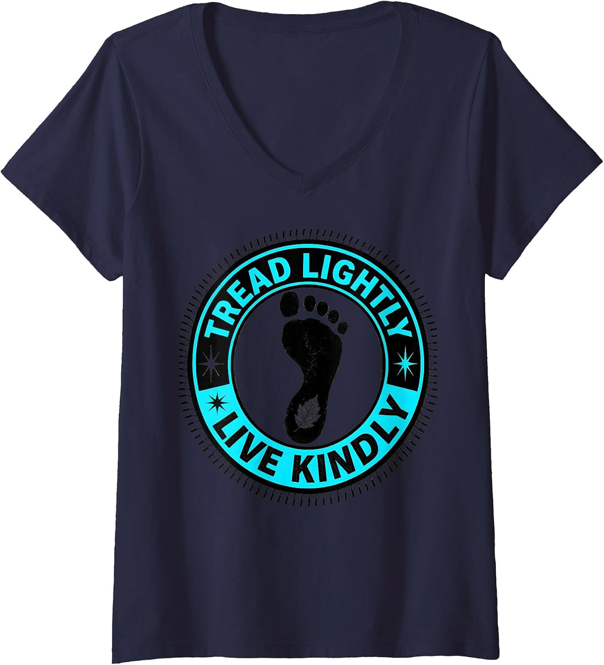 Women's Tread Lightly Live Kindly Respect The Locals V-Neck T-Shirt - Navy Blue