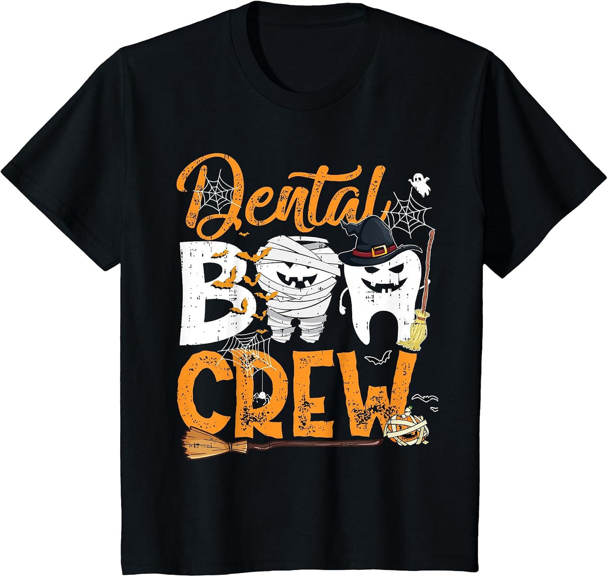 Dental Boo Crew Funny Dentist Assistant Halloween Costume T-Shirt - Black