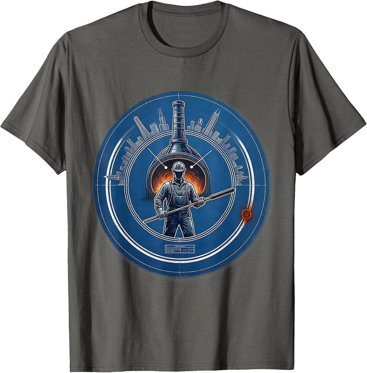 Chicago Steelworker Blast Furnace Silhouette T-Shirt - Asphalt Grey