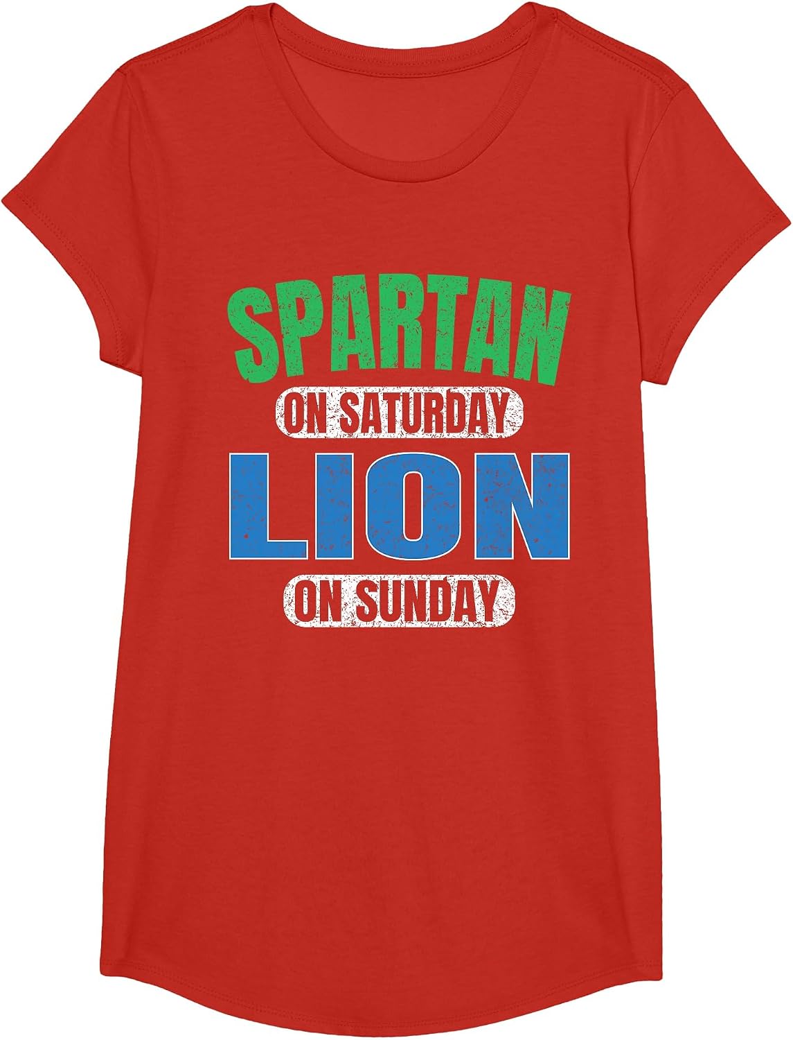 Spartan on Saturday Lion on Sunday Motivation Vintage Funny T-Shirt - Girls Red