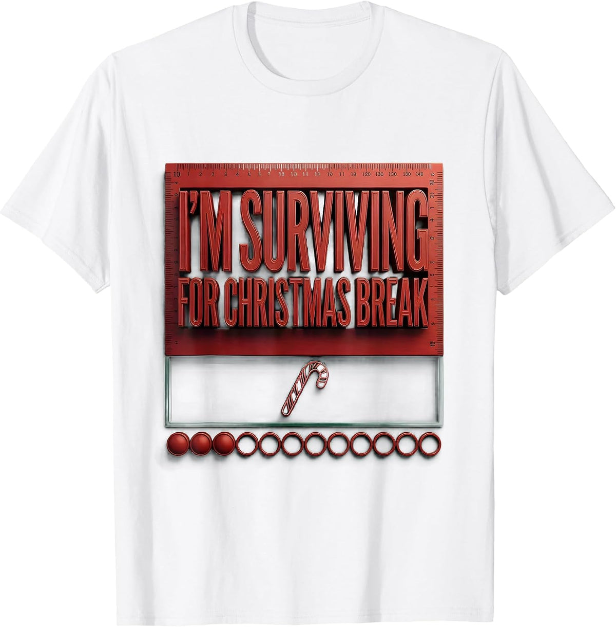 Men's I'm Surviving For Christmas Break Funny Teacher Sped Winter T-Shirt - White