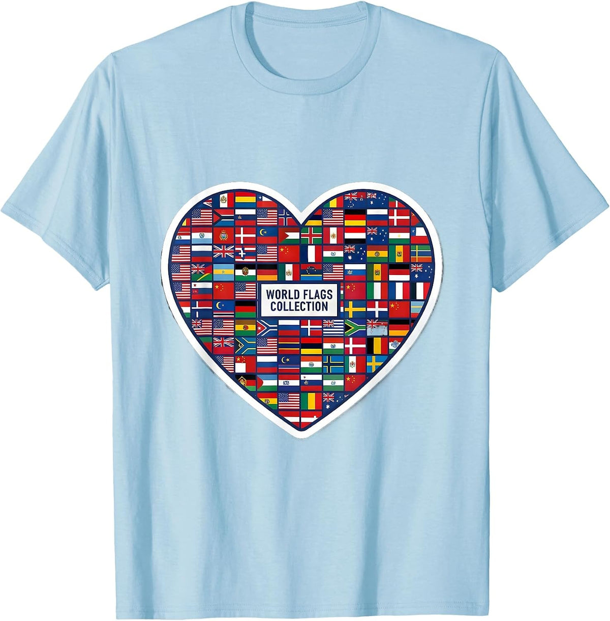 Men's World Flags Collection Geography Lover Travel Enthusiast T-Shirt - Baby Blue
