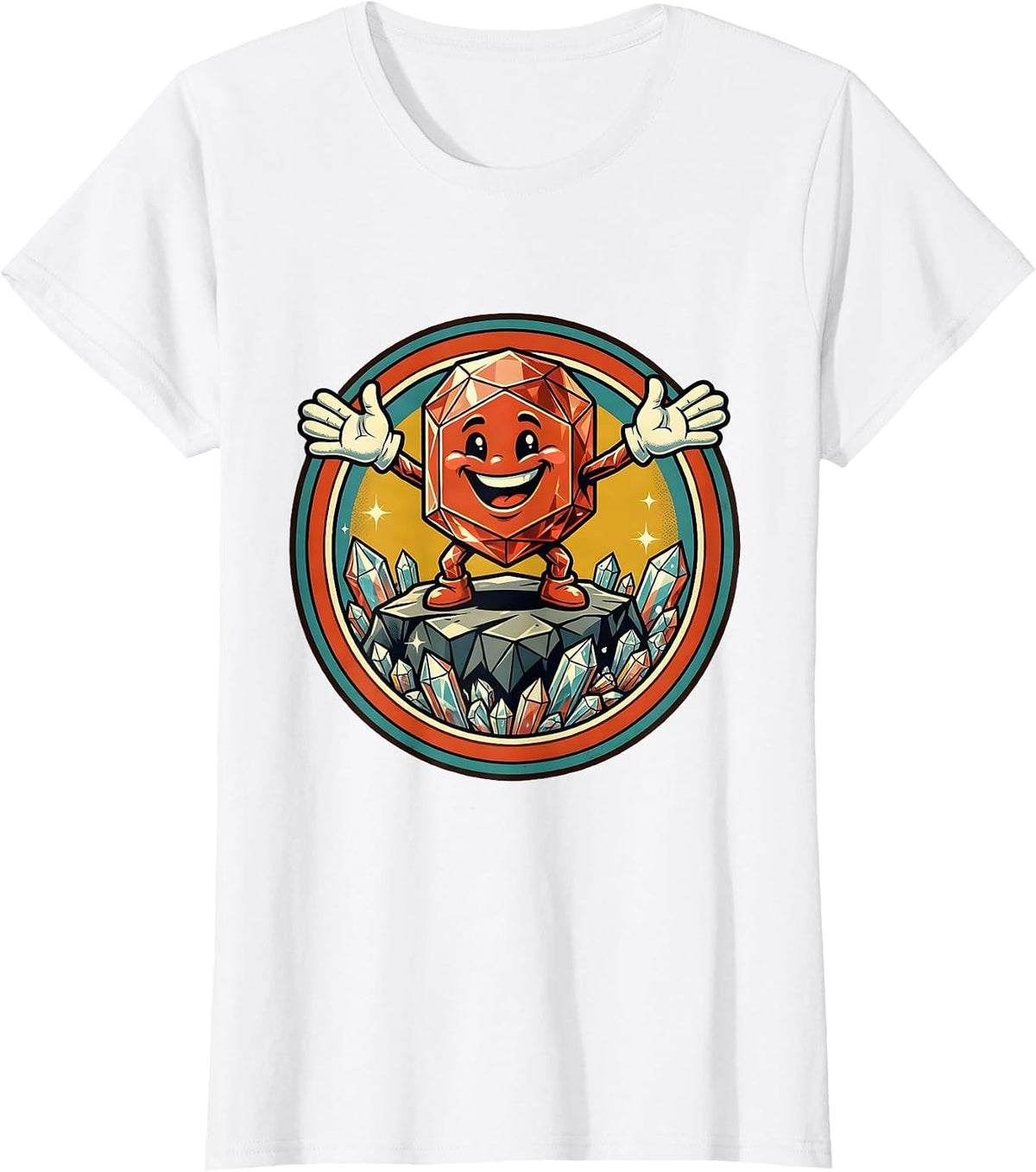 Women's Sugar Crystal Rock Candy Science Art Design T-Shirt - White