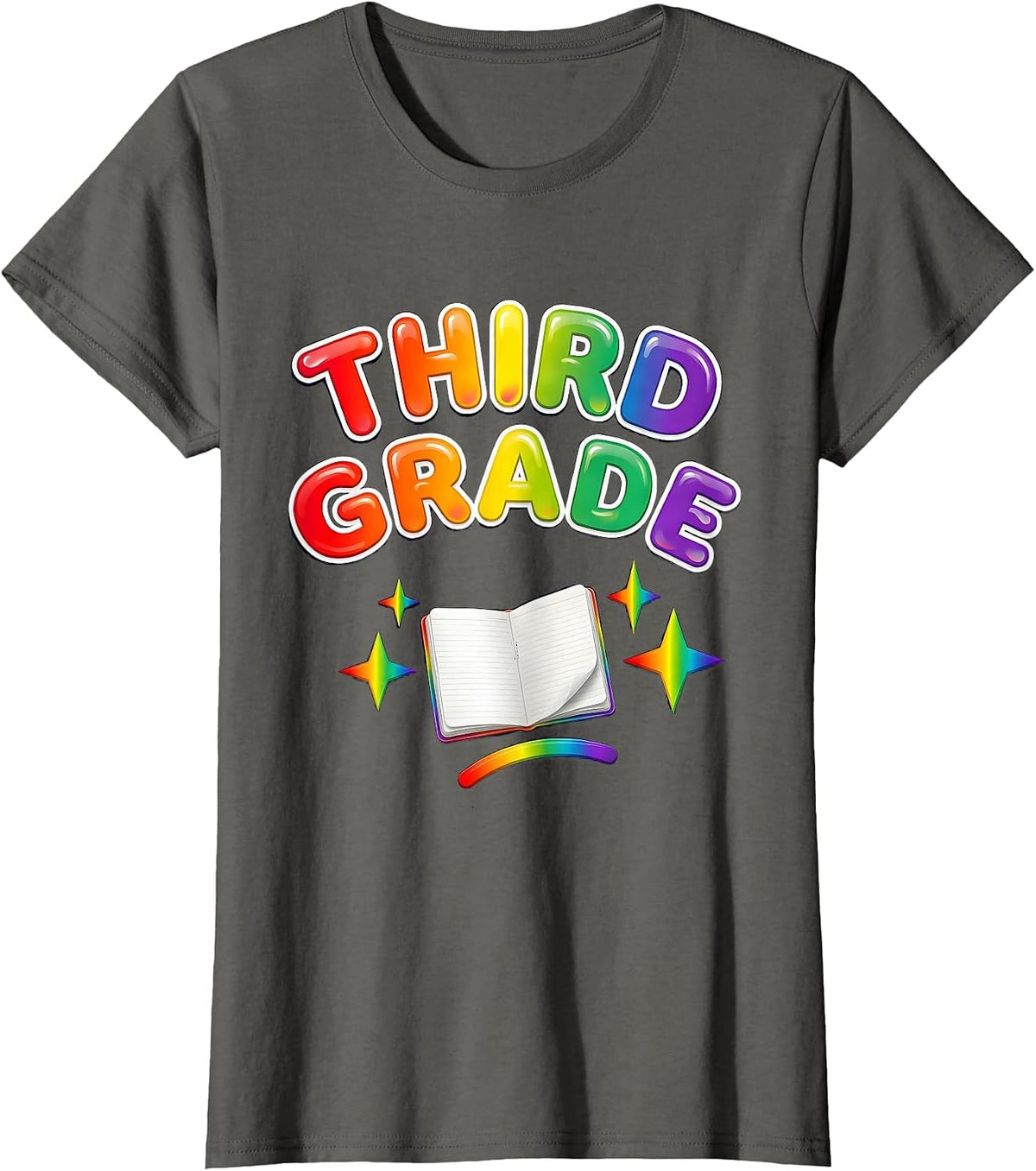 Women's Third Grade Colorful Back To School Teacher Student First T-Shirt - Asphalt Grey