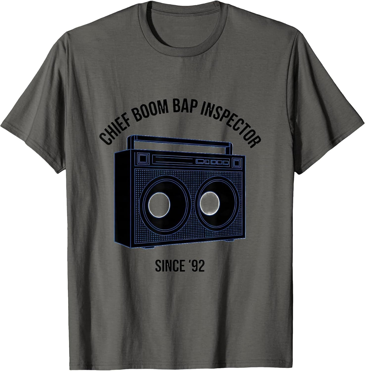 Chief Boom Bap Inspector, Since '92 Geometric Hip Hop Rap T-Shirt - Asphalt Grey
