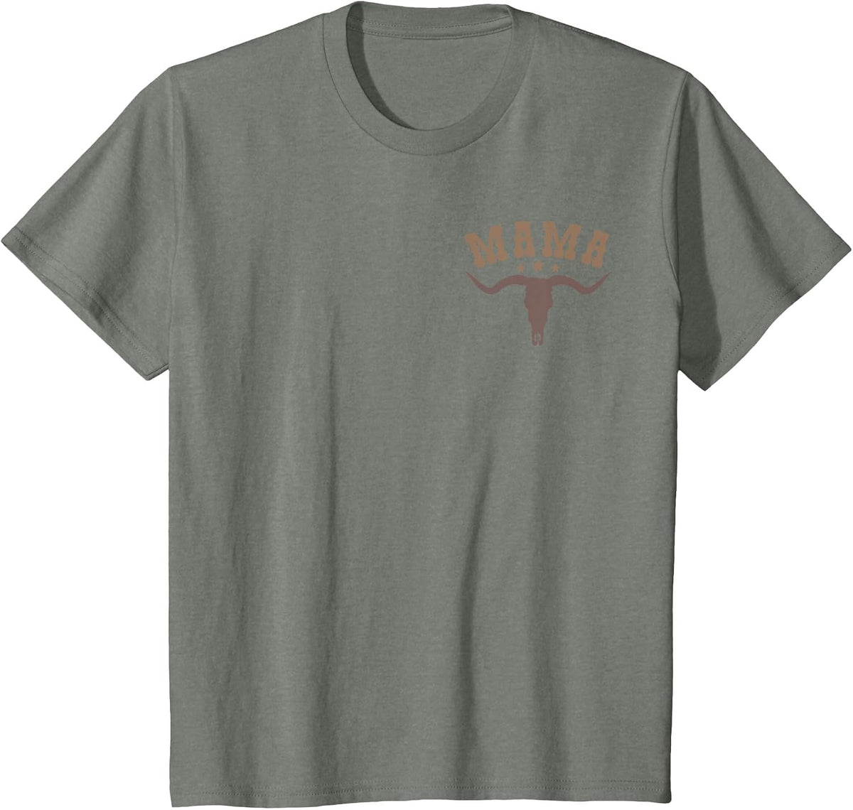 Mama Skull Highland Cow Boy Western Rodeo Family Matching T-Shirt, Youth, Olive Heather, Small - As Pictured