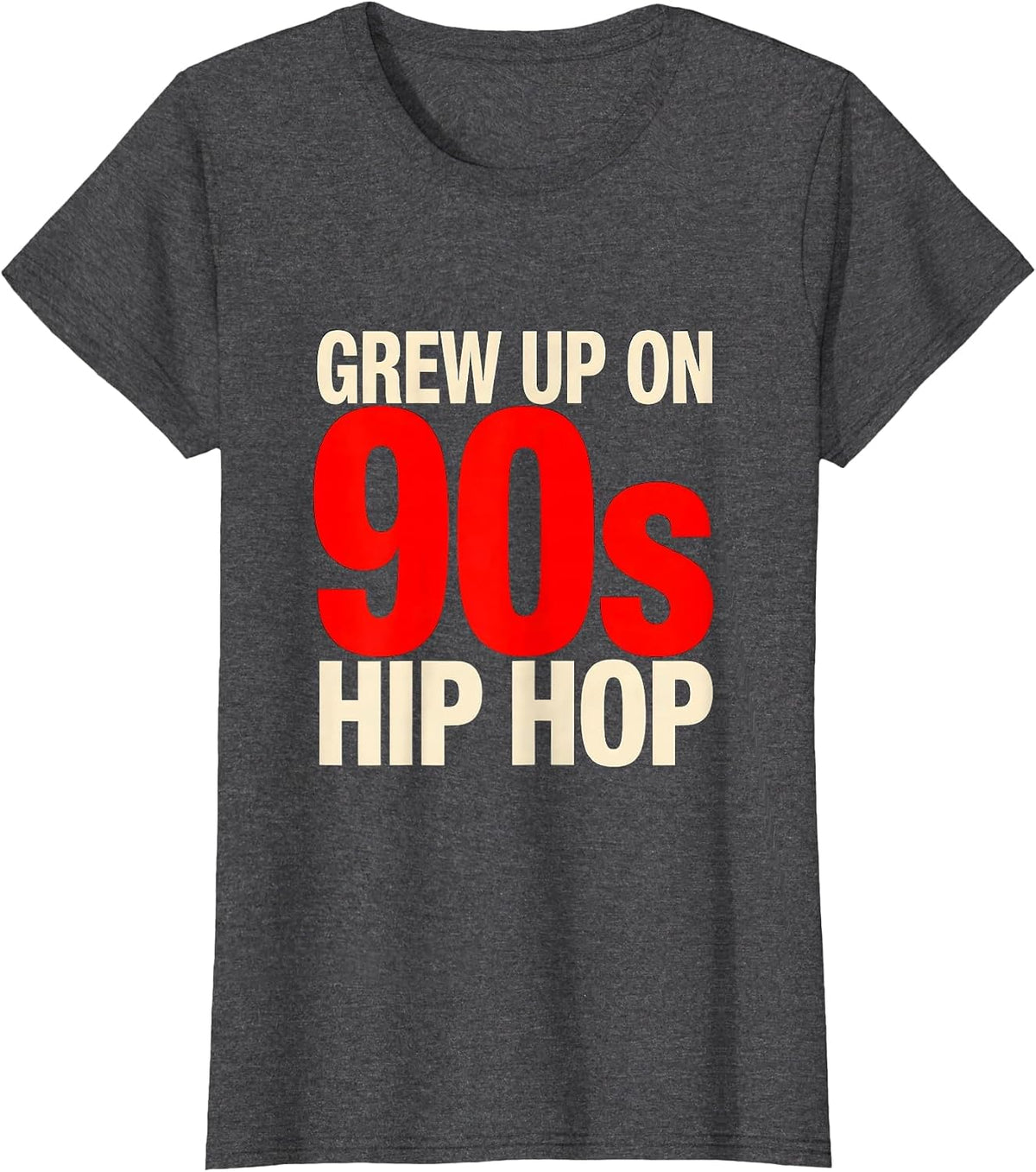 Women's Grew Up On 90s Hip Hop Nostalgic Retro Rap Era T-Shirt - Dark Heather Grey