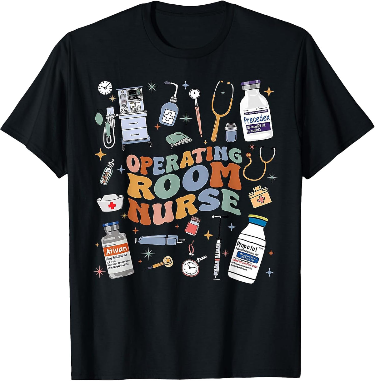 Retro Groovy Operating Room Nurse OR Nursing School Medical T-Shirt - Black