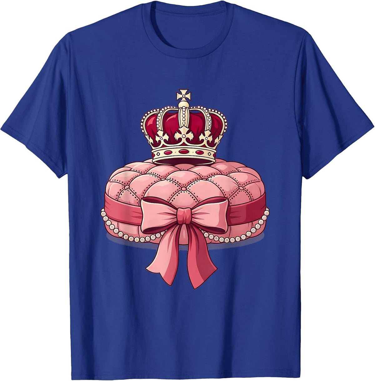 Gigi Crown on Velvet Cushion Illustration T-Shirt - Royal Blue