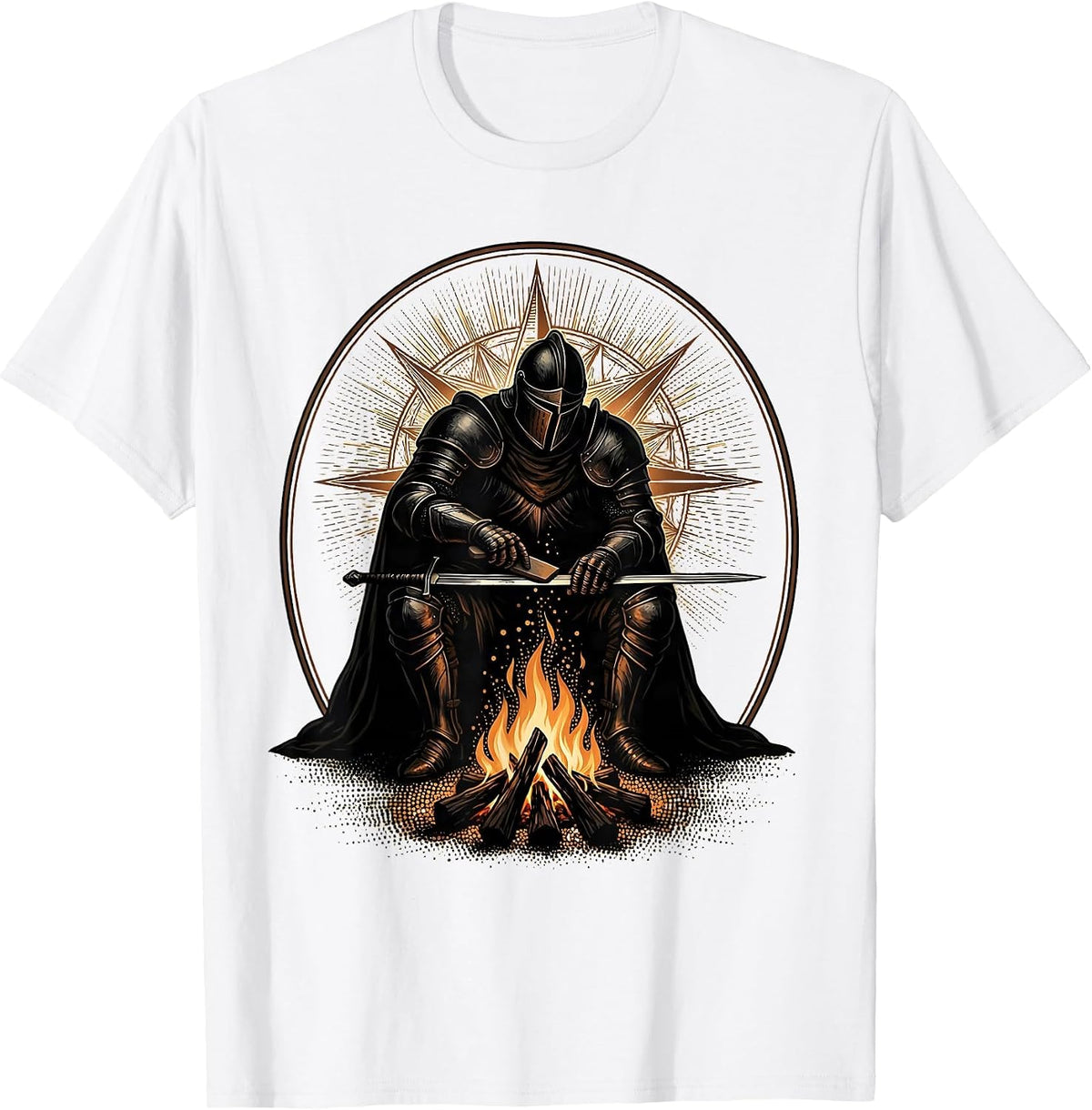 Men's Iron Sharpens Iron Lone Warrior Campfire T-Shirt - White