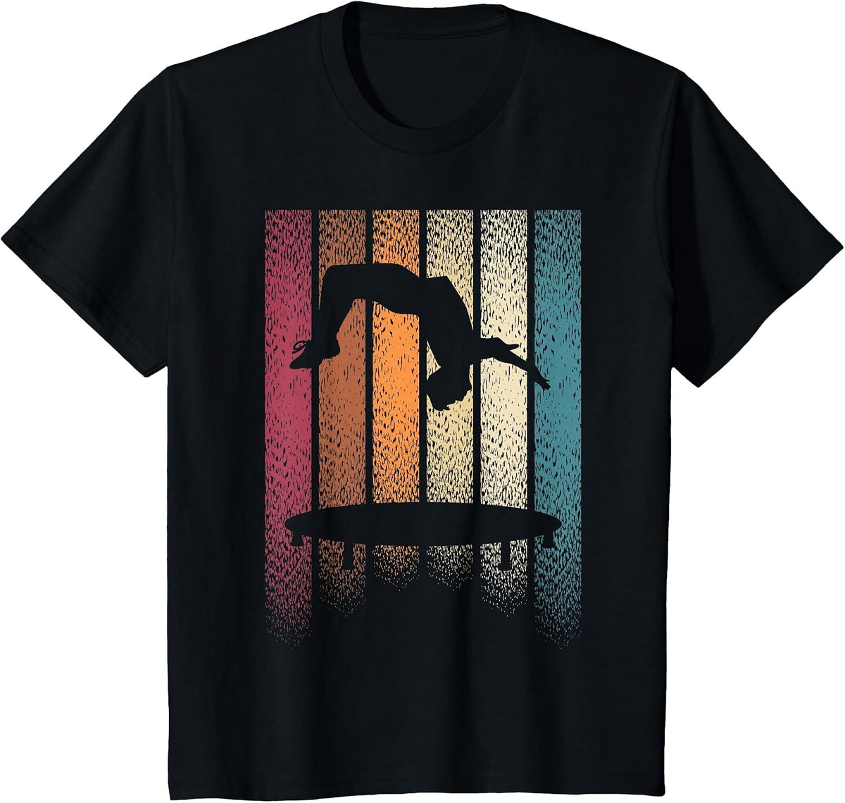 Backflip Trampoline Jumping Jumper Tumbling Retro T-Shirt - Black