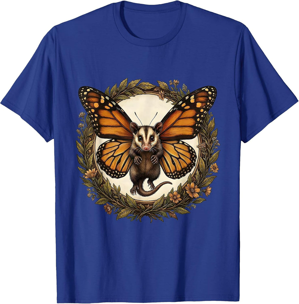 Opossum with Butterfly Wings in Flight T-Shirt - Royal Blue