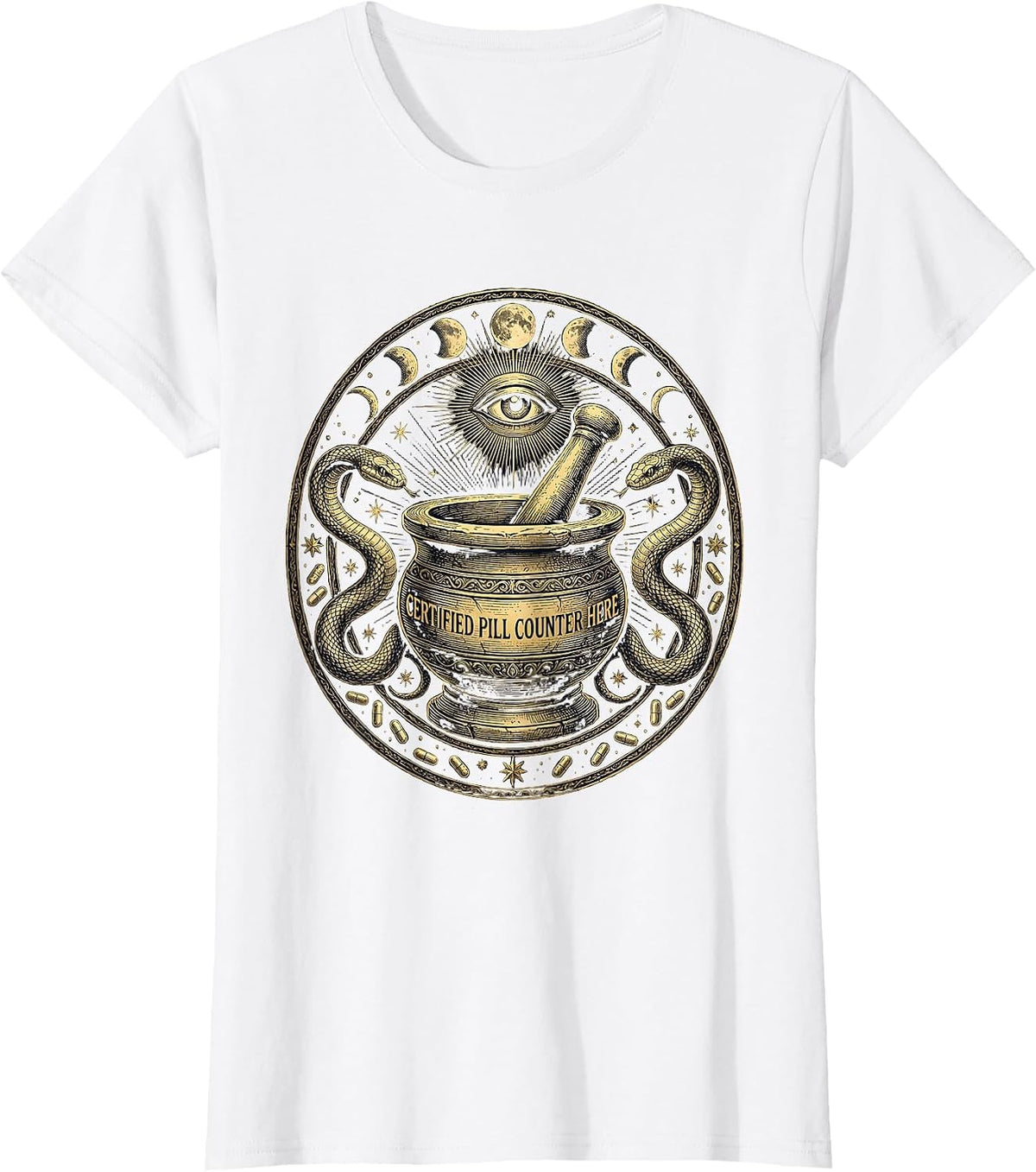Women's Certified Pill Counter Pharmacy Technician Design T-Shirt - White