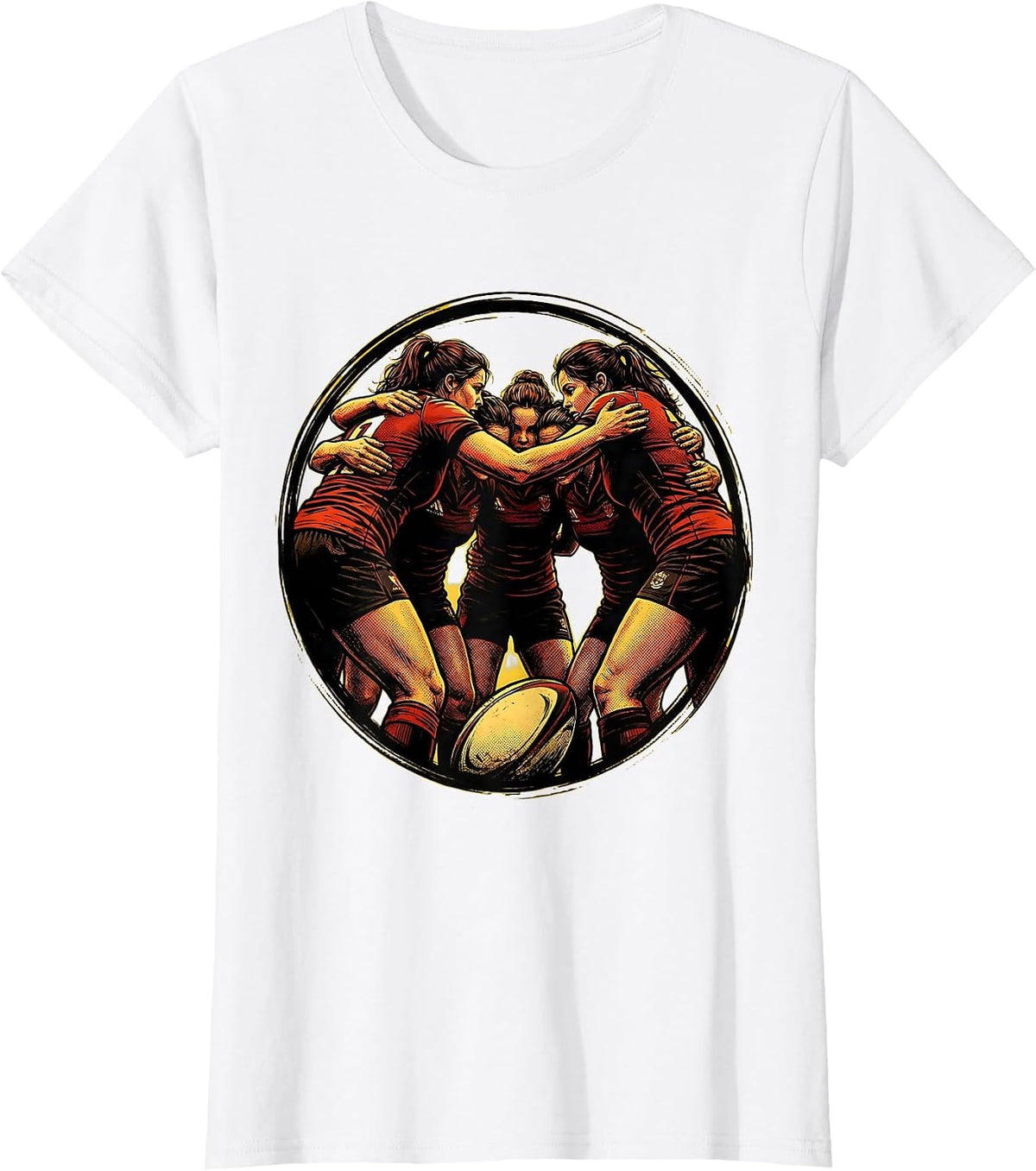 Rugby Team Huddle Unity Graphic T-Shirt - White