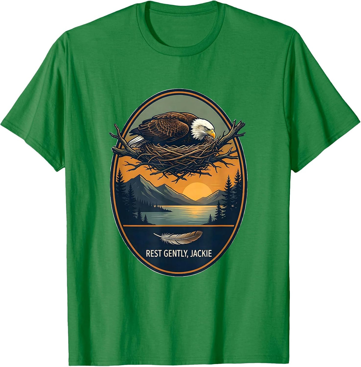 Men's Rest Gently Jackie Eagle Memorial Tribute Big Bear Lake T-Shirt - Kelly Green