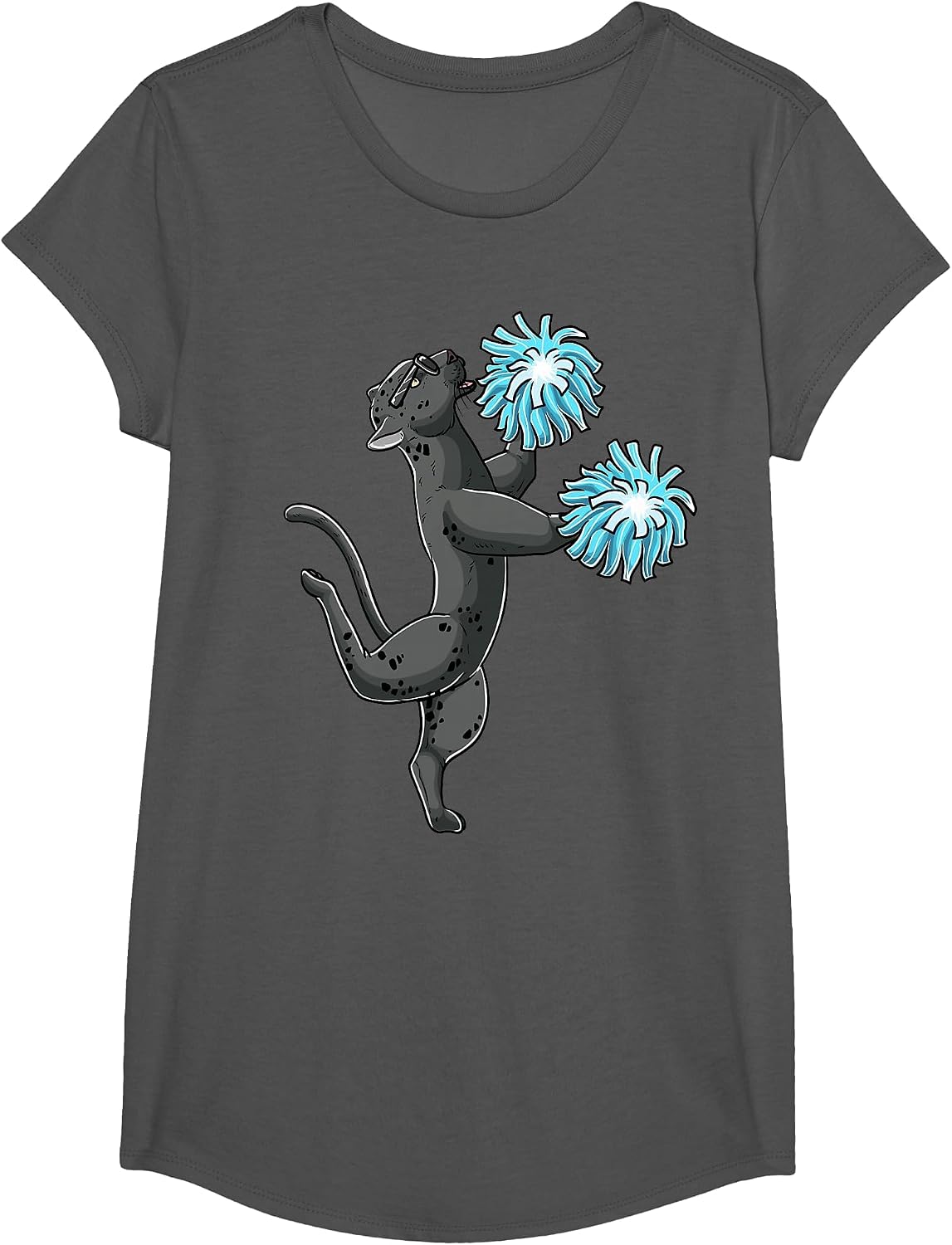 Cheerleading Panther Cheerleader Cheer Flyer T-Shirt - Girls Asphalt Grey