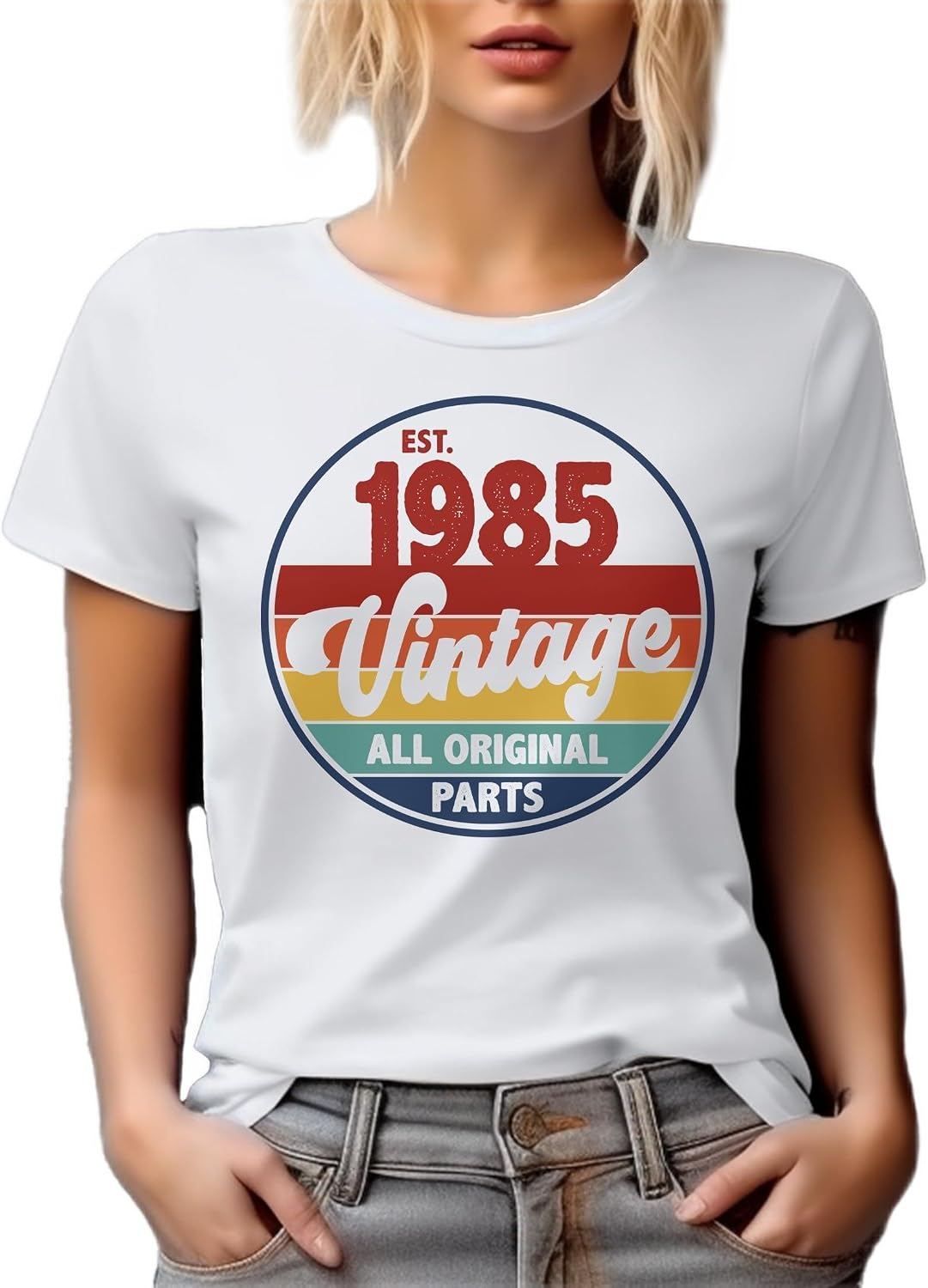 Vintage Est. 1985, All Original Parts White Graphic Tshirt - White