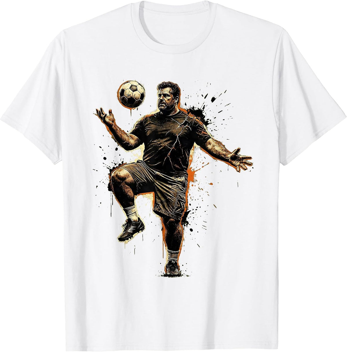 Men's Soccer Dad Juggling Ball Graphic Tee T-Shirt - White