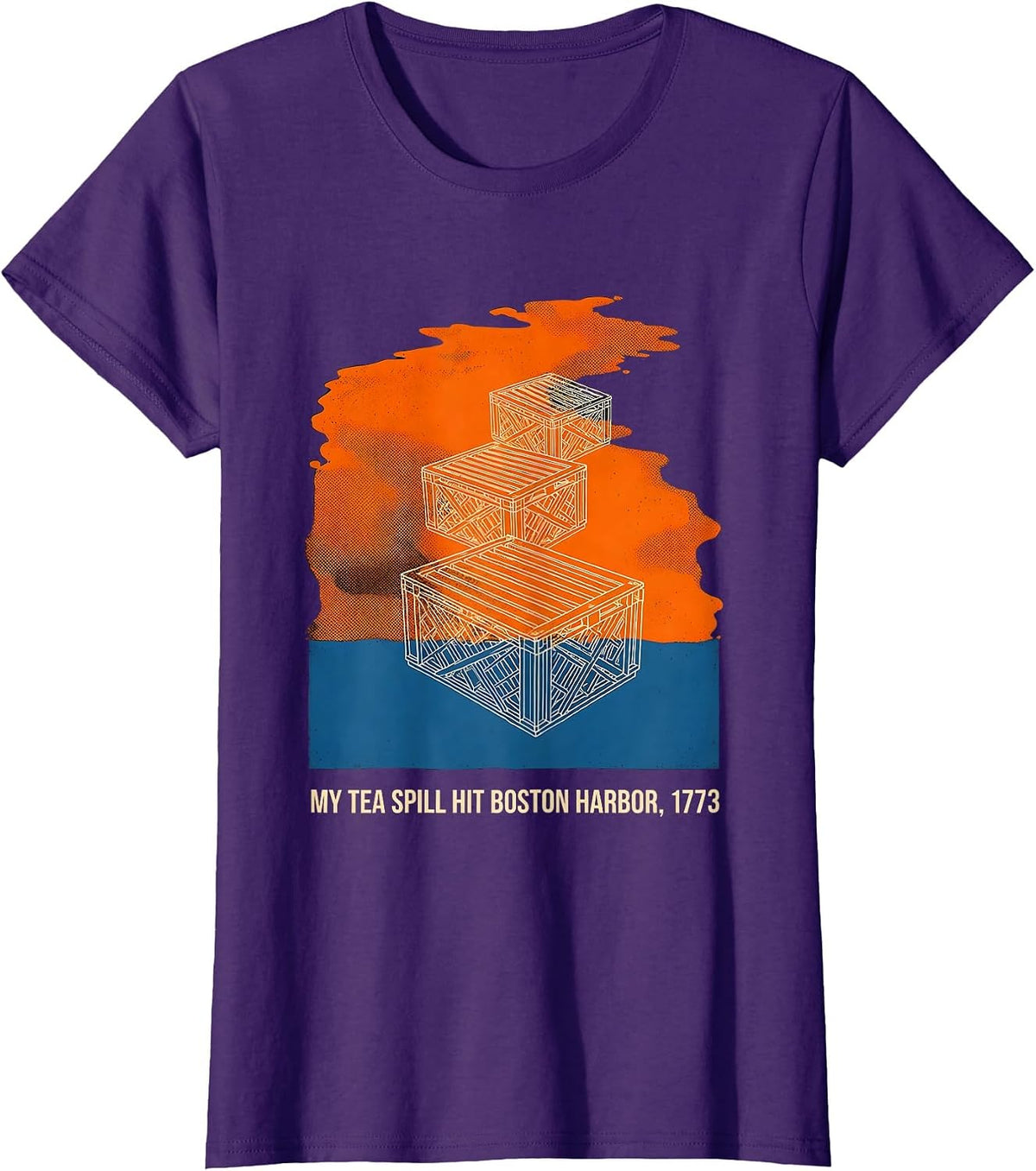 Women's My Tea Spill Hit Boston Harbor, 1773 Funny History Teacher T-Shirt - Purple