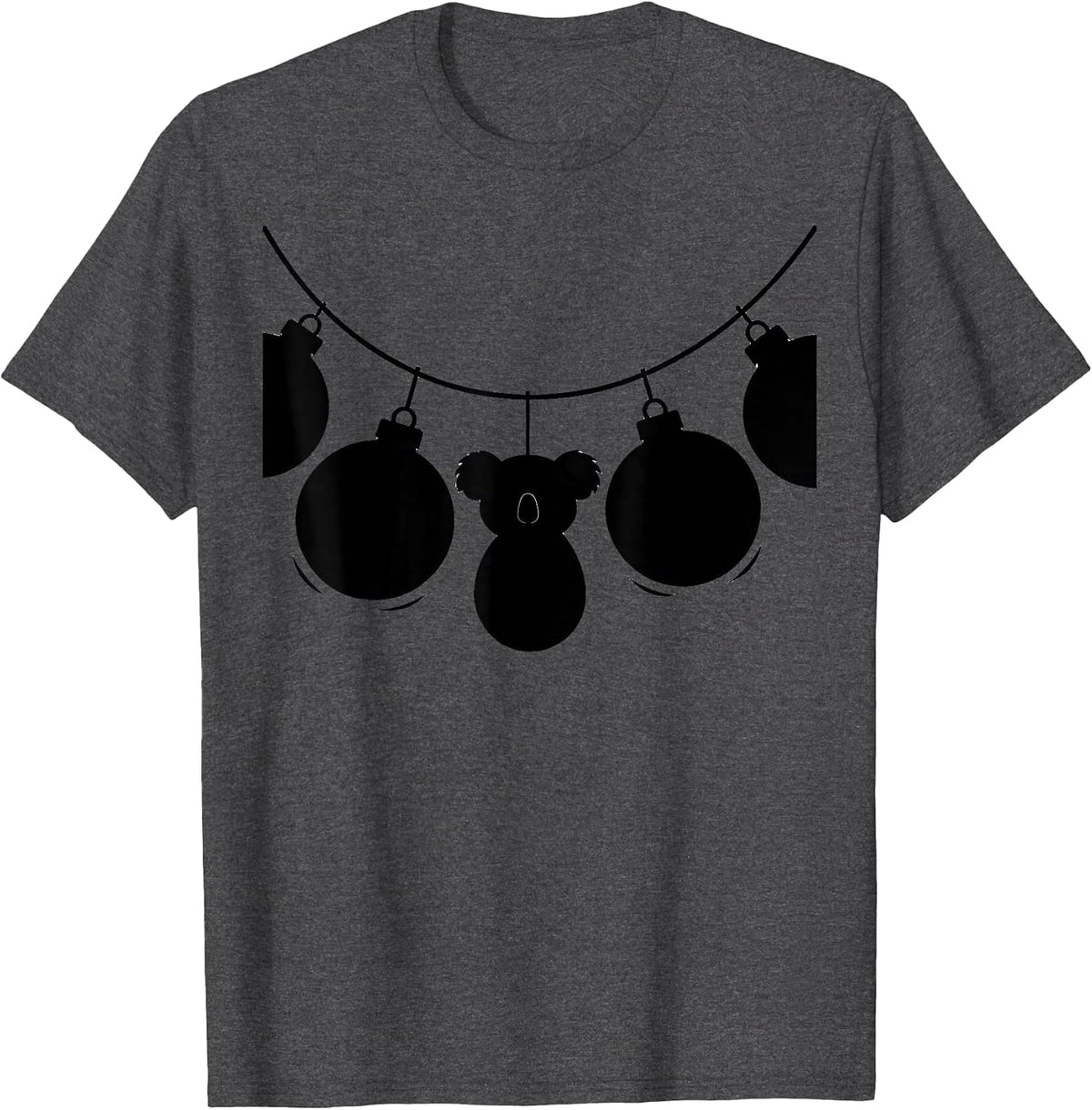 Koala Ornament Silhouette Cute Holiday Novelty T-Shirt - Dark Heather Grey